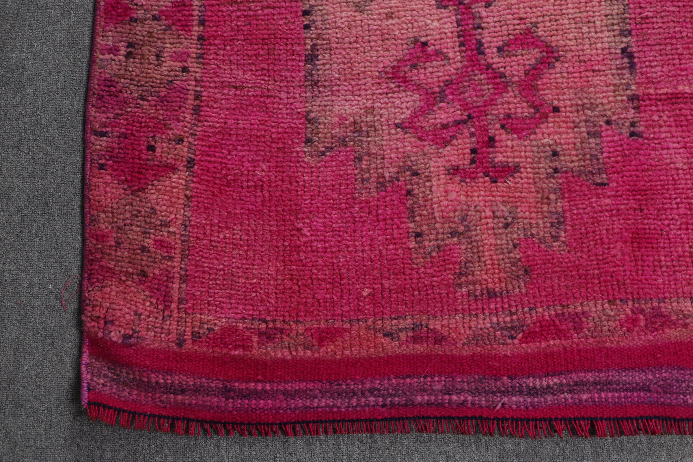 Anatolian Rug, Vintage Rug, Pink Oriental Rug, 3x12.1 ft Runner Rugs, Turkish Rug, Bedroom Rug, Kitchen Rug, Hallway Rugs, Bright Rug