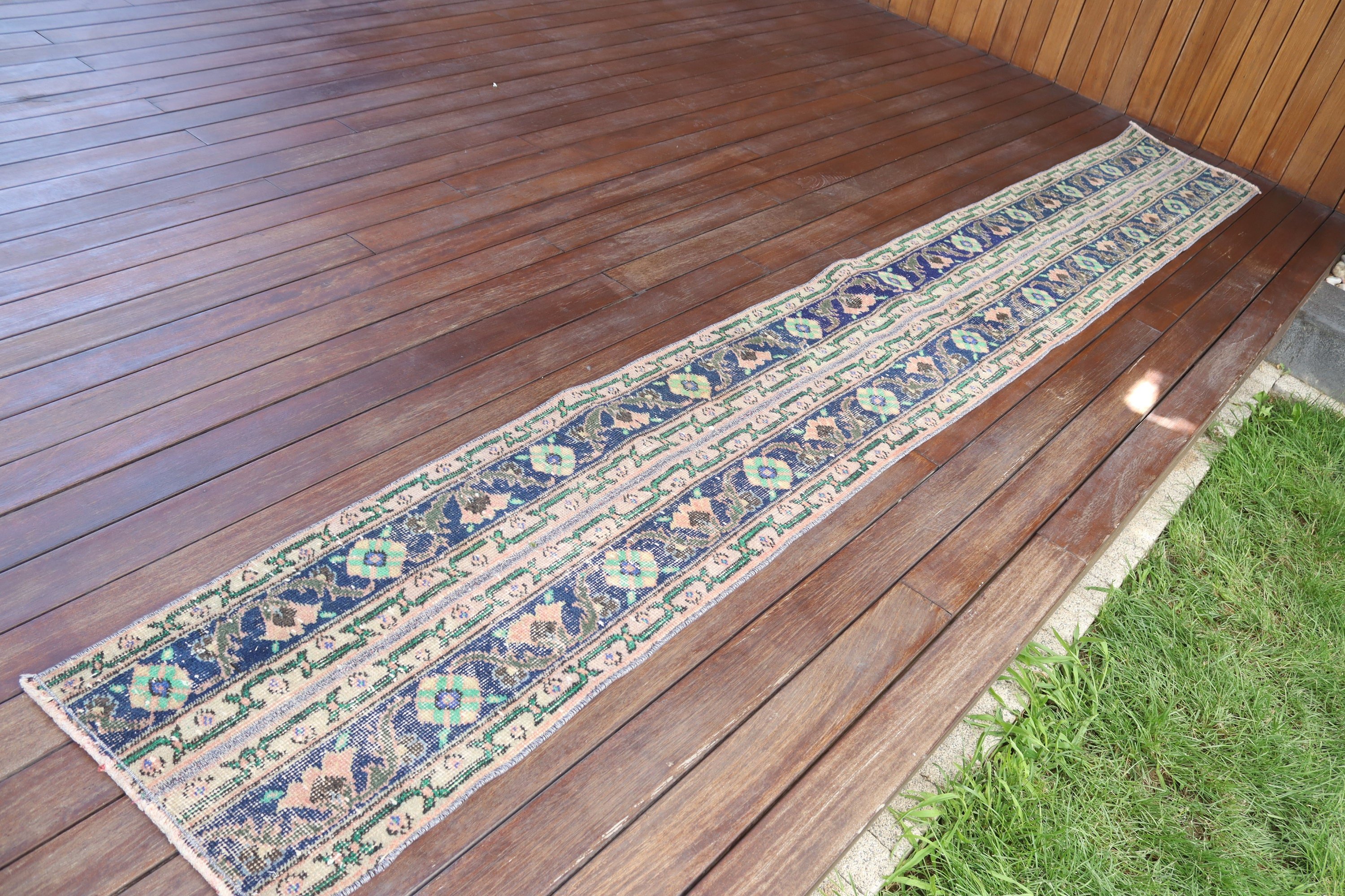 Türk Halısı, 1.4x11.3 ft Yolluk Halısı, Merdiven Halısı, Anadolu Halıları, Vintage Halı, Mavi Antika Halılar, Dış Mekan Halısı, Mutfak Halıları, Düz Dokuma Halı