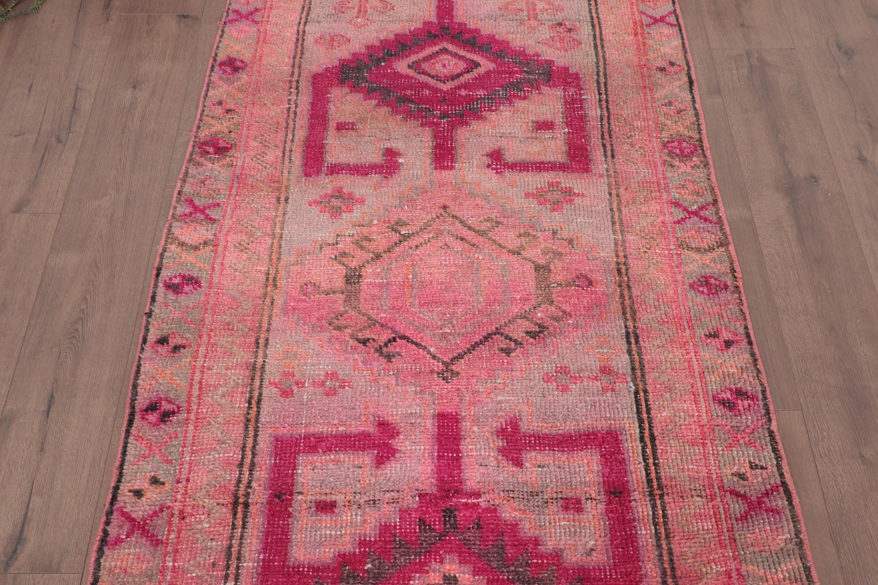 Merdiven Halıları, 3.6x9.6 ft Yolluk Halısı, Türk Halısı, Etnik Halı, Koridor Halıları, El Dokuma Halıları, Vintage Halı, Anadolu Halısı, Pembe Yatak Odası Halıları