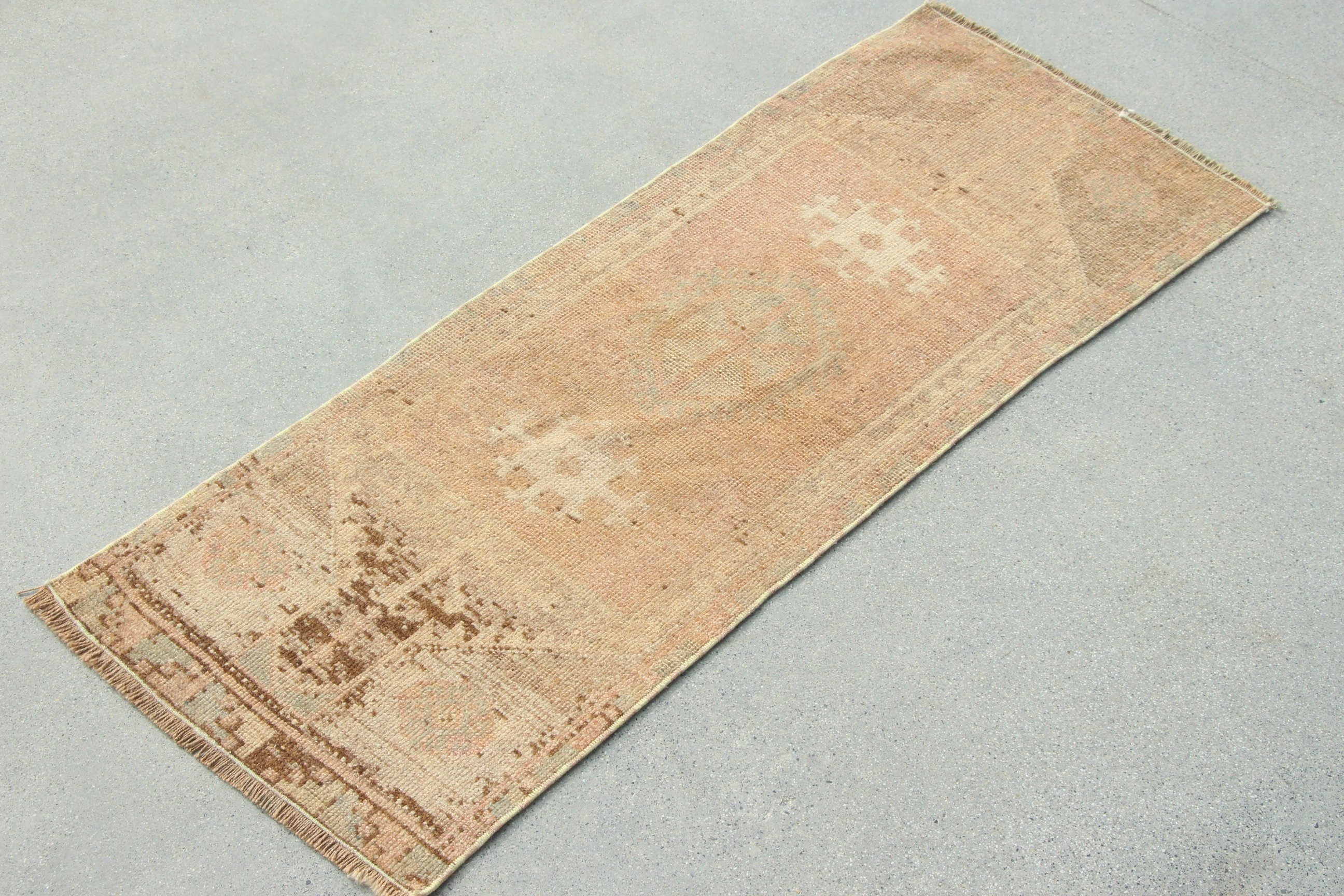 Vintage Rug, Turkish Rugs, Floor Rug, Home Decor Rugs, Kitchen Rug, Luxury Rugs, Bronze  1.3x3.6 ft Small Rug, Door Mat Rugs