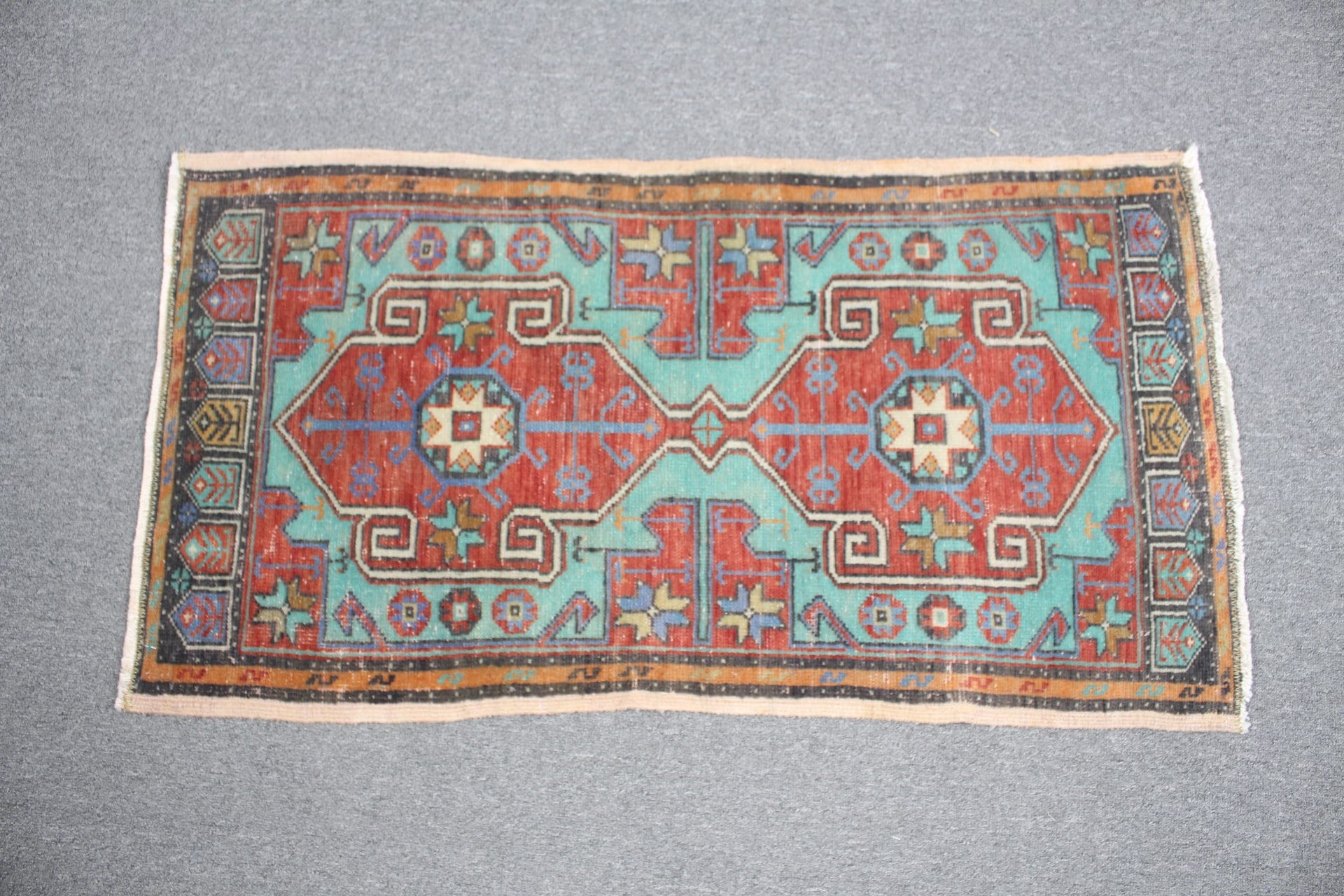 1.7x3.3 ft Küçük Halı, Yatak Odası Halıları, Vintage Halılar, Araba Paspas Halısı, Kırmızı Yün Halı, Antika Halı, Oryantal Halı, Türk Halısı, Çocuk Halısı