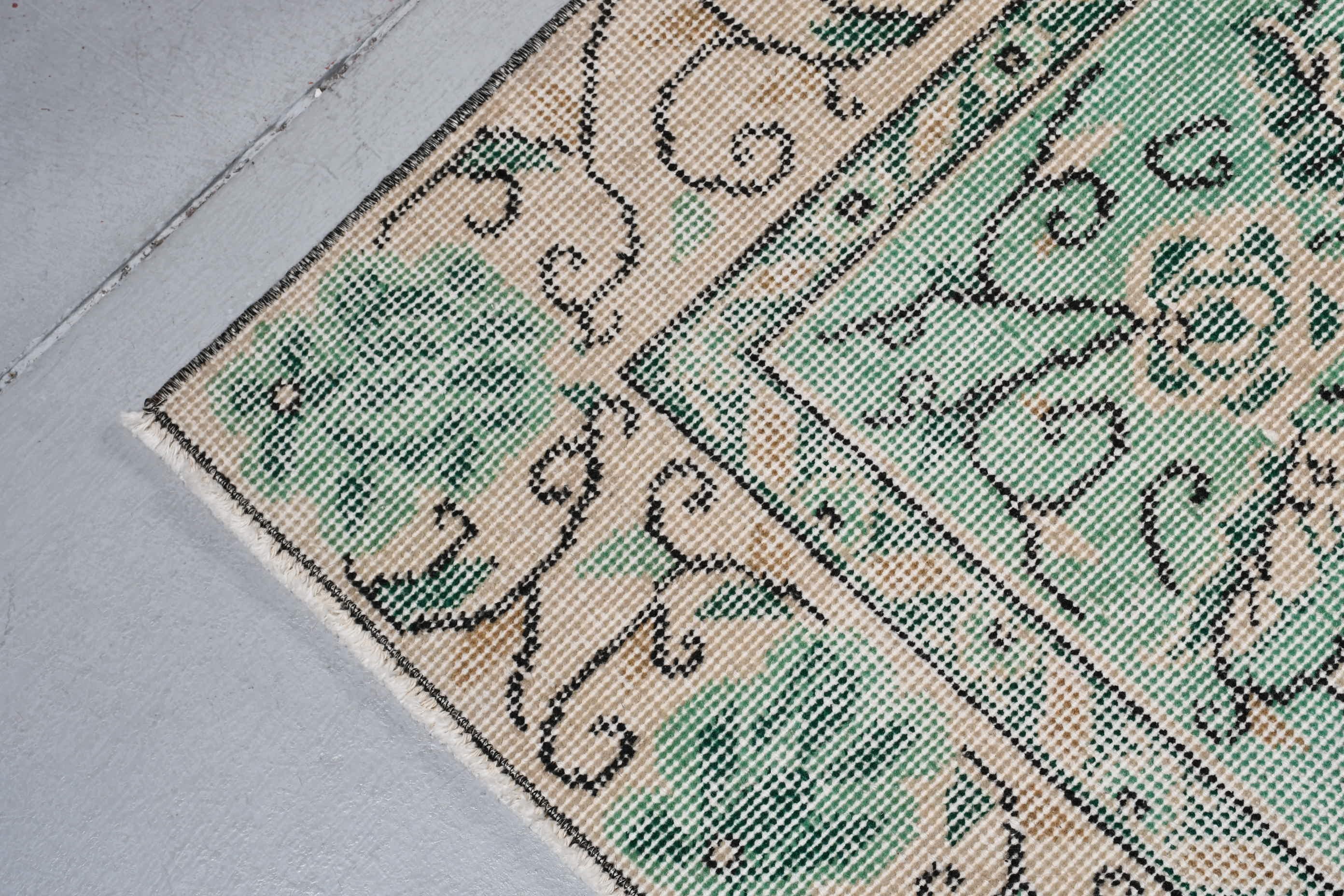 Green Anatolian Rug, Oriental Rug, 3.7x6.8 ft Area Rugs, Floor Rug, Vintage Rug, Dining Room Rug, Turkish Rug, Home Decor Rugs, Dorm Rug