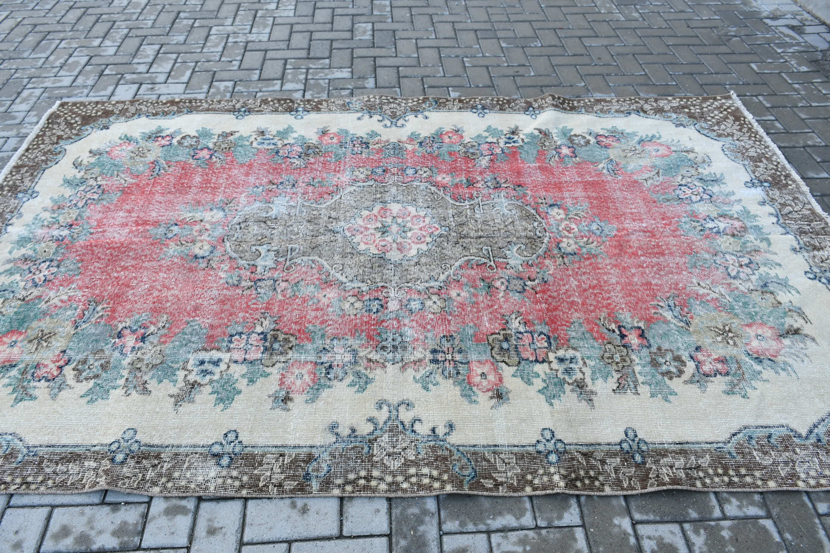 Pink Floor Rugs, Bedroom Rug, 5.7x9.1 ft Large Rug, Cool Rug, Turkish Rug, Living Room Rugs, Boho Rugs, Home Decor Rugs, Vintage Rugs