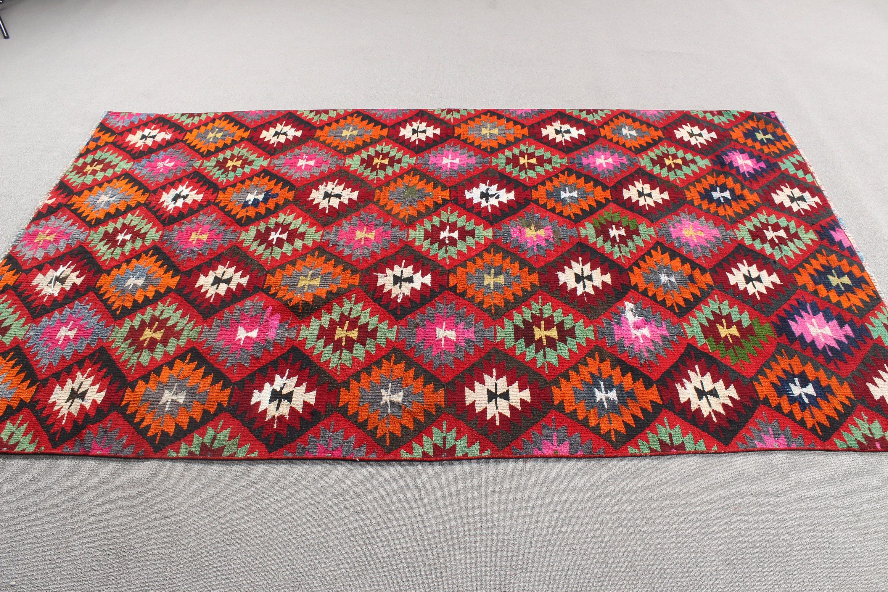 Anadolu Halısı, Kilim, Gökkuşağı Boho Halısı, Oturma Odası Halıları, Boho Halıları, Türk Halıları, Mutfak Halıları, 4.9x8 ft Alan Halıları, Vintage Halılar