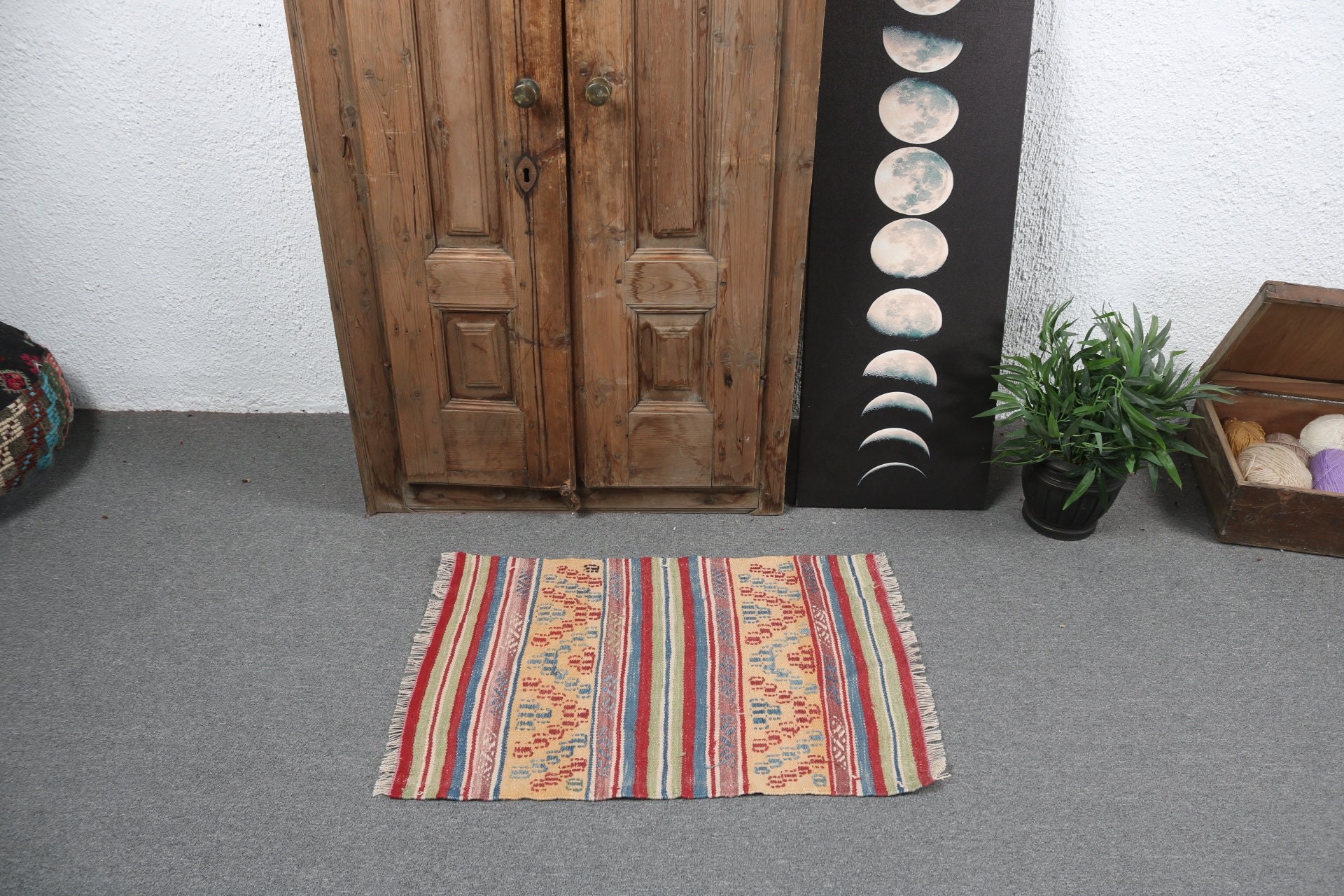 Türk Halısı, 1.9x2.8 ft Küçük Halı, Vintage Halılar, Turuncu Fas Halısı, Lüks Halılar, Küçük Vintage Halı, Kilim, Anadolu Halıları, Banyo Halısı