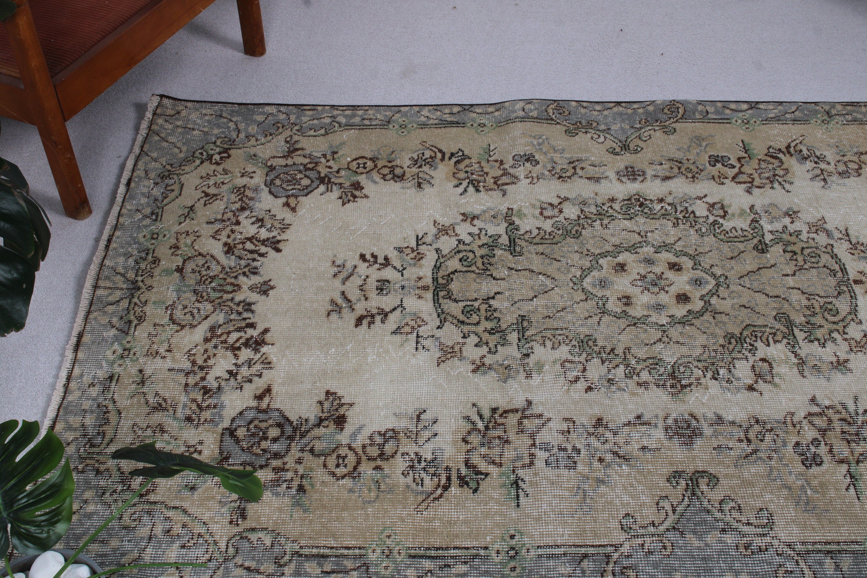 3,9x6,5 ft Alan Halısı, Çocuk Halıları, Aztek Halıları, Nötr Halı, Vintage Halı, Açıklama Halısı, Boho Bölge Halıları, Gri Anadolu Halıları, Türk Halısı