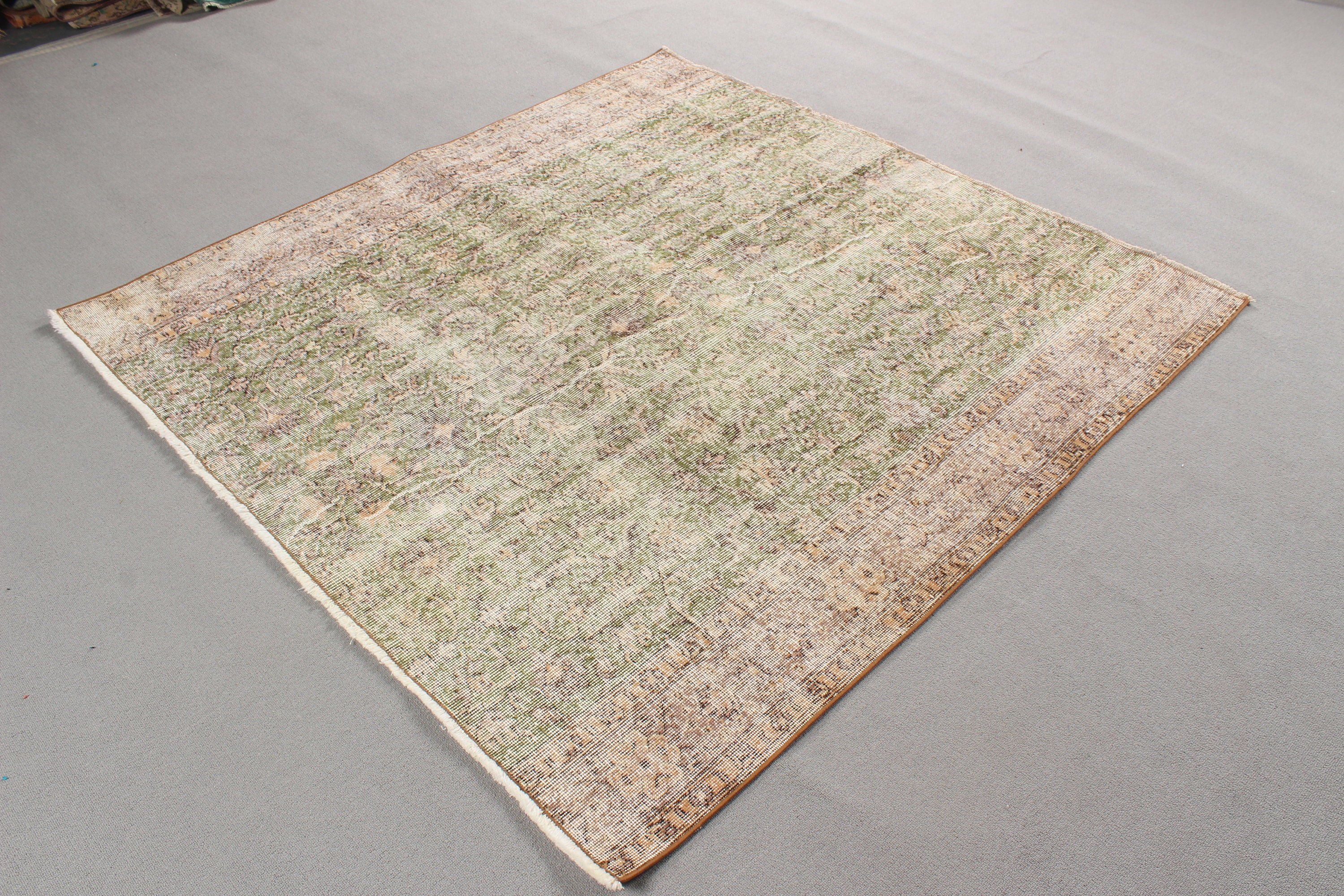 Turkish Rug, Cool Rugs, Beige Oriental Rug, Vintage Rug, Nursery Rug, 5.4x5.5 ft Area Rugs, Handwoven Rugs, Living Room Rugs