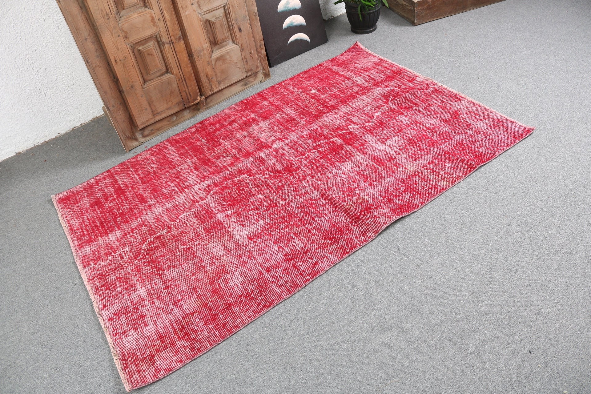 Anatolian Rugs, Turkish Rugs, Red Luxury Rug, 3.7x5.9 ft Accent Rugs, Handwoven Rug, Bedroom Rugs, Rugs for Vintage Accent, Vintage Rugs