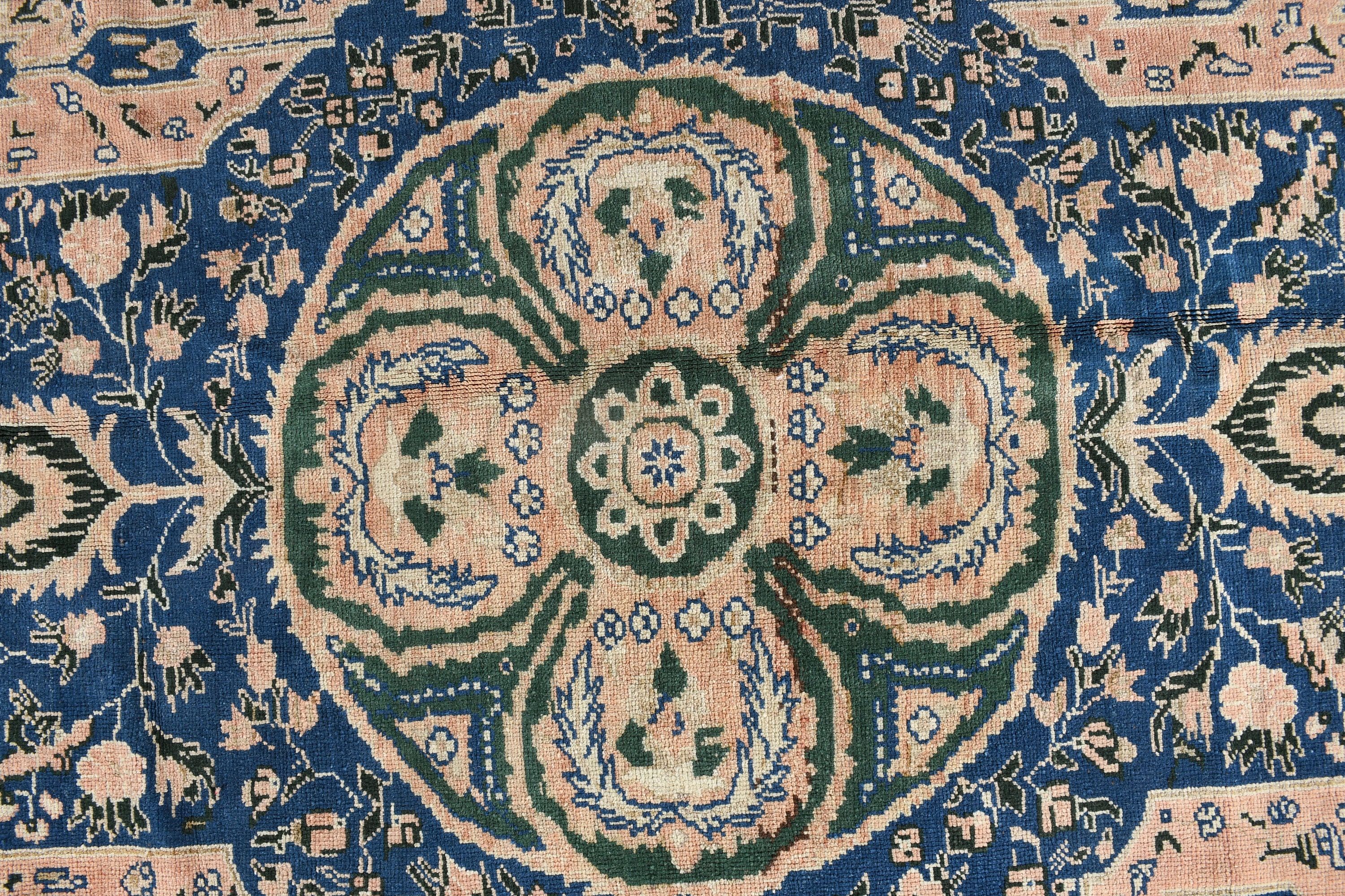 Antika Halı, Mavi Oryantal Halı, Türk Halıları, Vintage Halılar, Etnik Halı, Runner Halıları, 3.5x11.5 ft Runner Halı, Merdiven Halısı