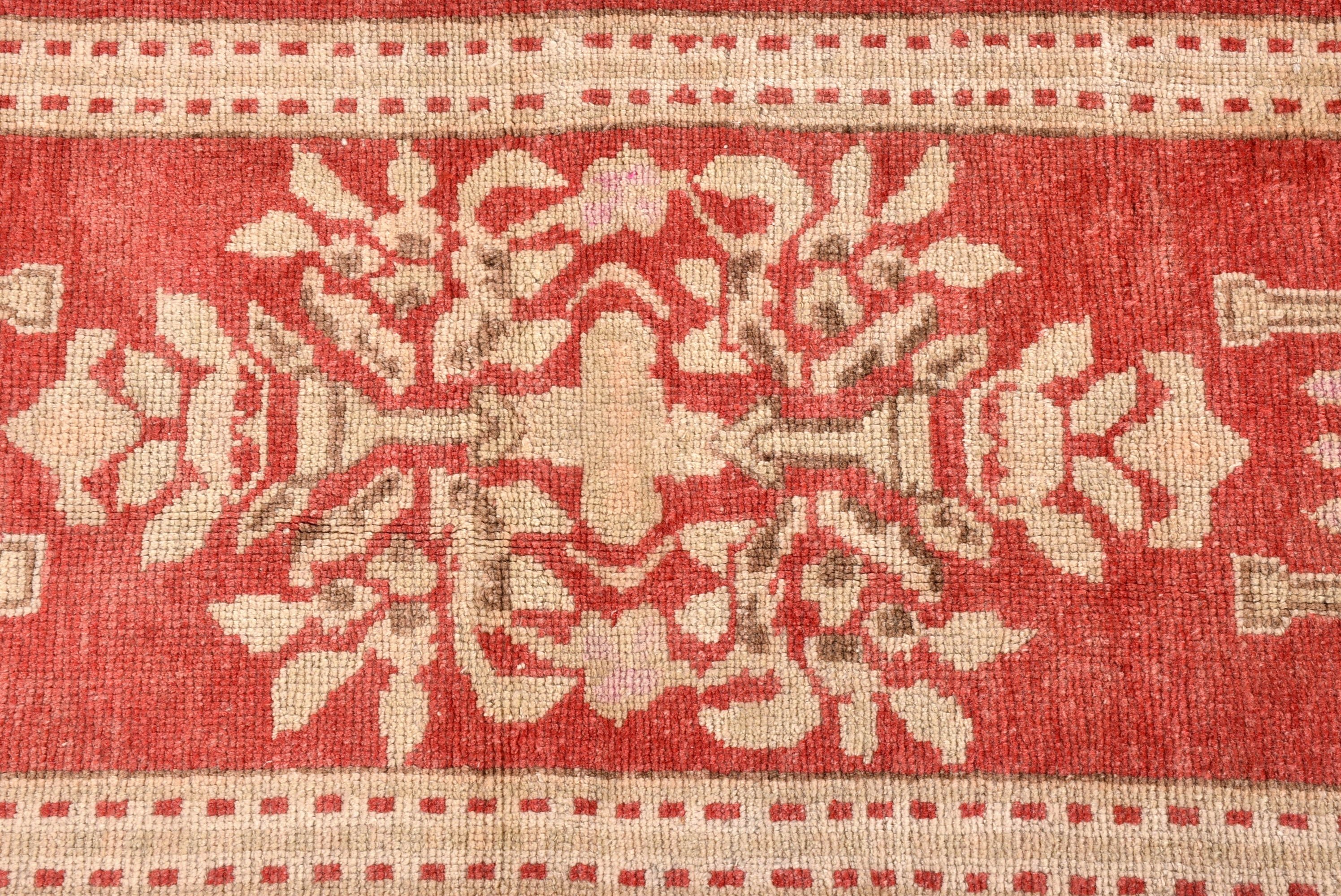 Vintage Halılar, Türk Halıları, Banyo Paspası Sevimli Halı, Modern Halı, Kırmızı Oushak Halıları, 2.6x4.8 ft Küçük Halı, Banyo Halısı, Mutfak Halısı