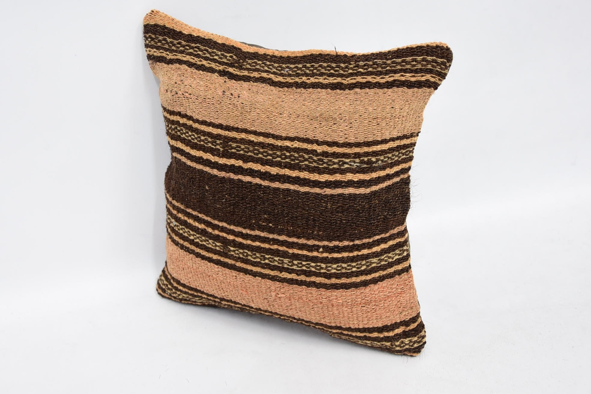 Neutral Throw Cushion Cover, Kilim Pillow, 12"x12" Brown Cushion Cover, Throw Kilim Pillow, Handmade Kilim Cushion