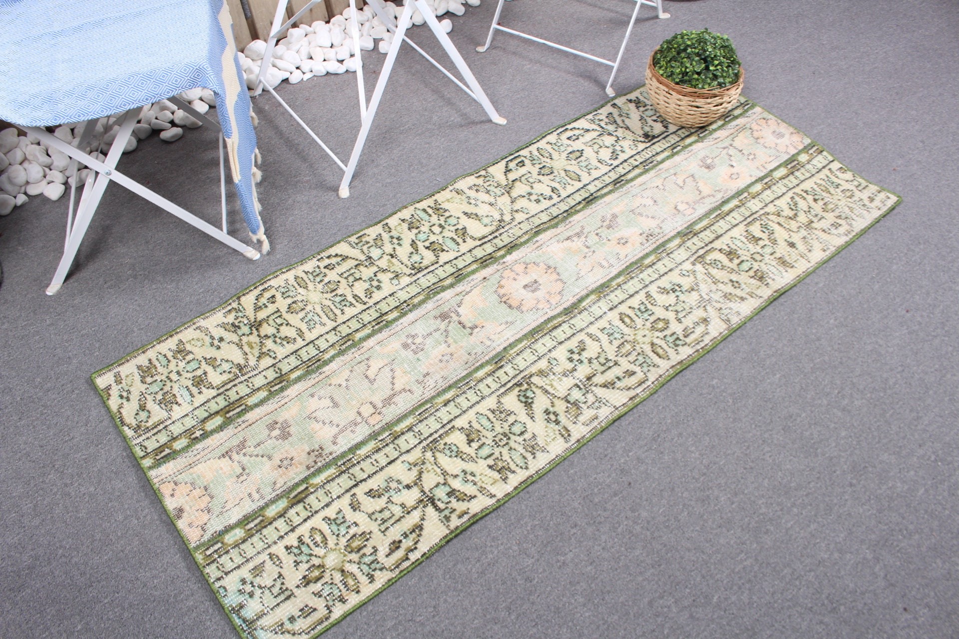 Green Moroccan Rugs, Oriental Rug, Bedroom Rug, Art Rugs, Turkish Rugs, 2.2x5.3 ft Small Rugs, Vintage Rugs, Bathroom Rugs