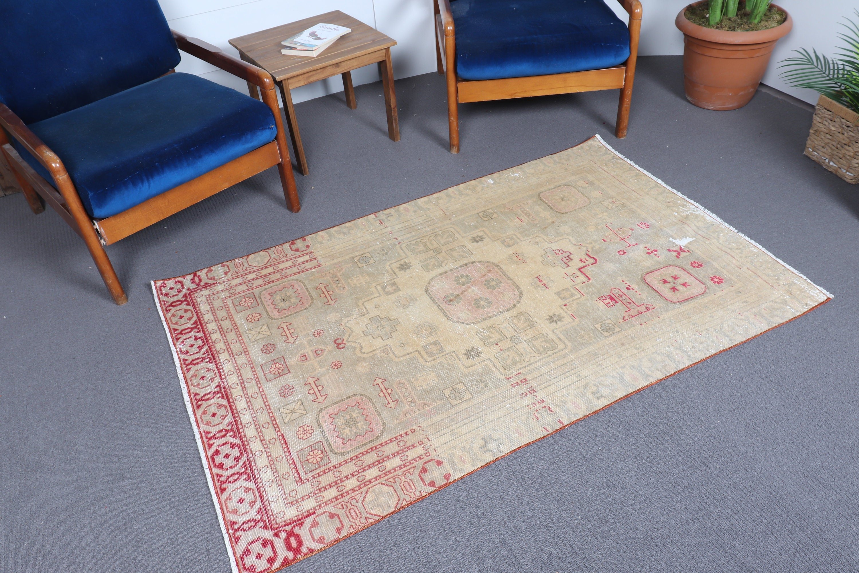 Antika Halı, Mutfak Halısı, Giriş Halıları, Yeşil Oryantal Halı, Yün Halı, 3,5x5,4 ft Aksan Halıları, Vintage Halı, Giriş Halısı, Türk Halıları