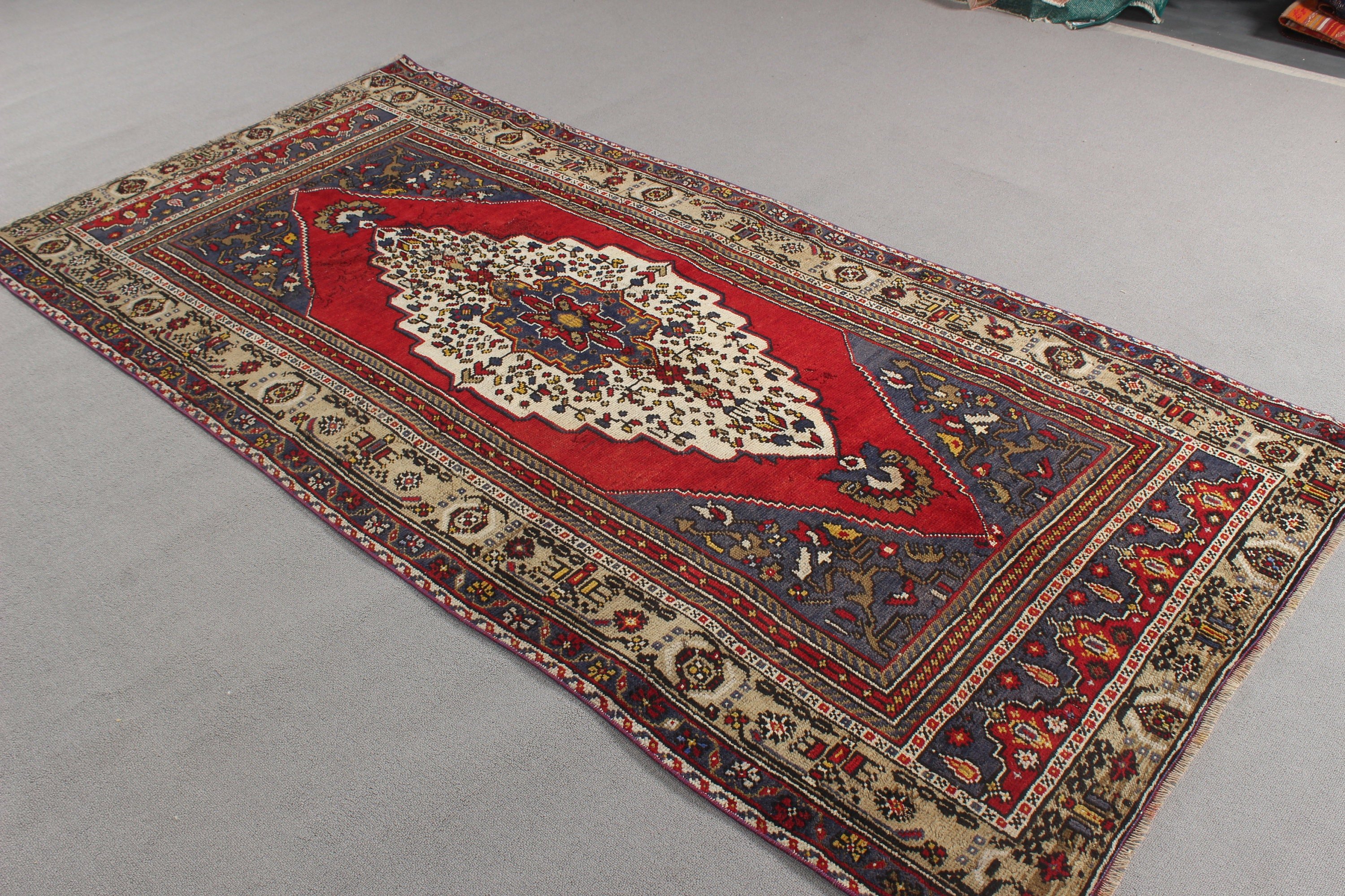 4x8.4 ft Area Rug, Turkish Rug, Home Decor Rug, Bedroom Rugs, Floor Rug, Red Cool Rugs, Rugs for Kitchen, Vintage Rugs