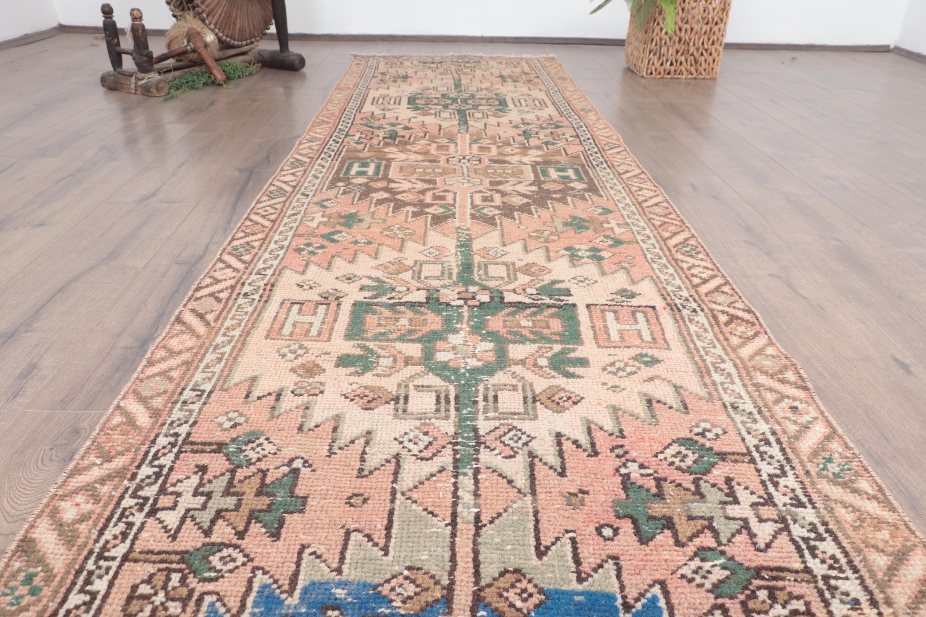 Tribal Rug, Antique Rugs, Bronze Moroccan Rugs, Kitchen Rug, Hallway Rug, Vintage Rug, Modern Rugs, Turkish Rug, 2.8x10.4 ft Runner Rugs