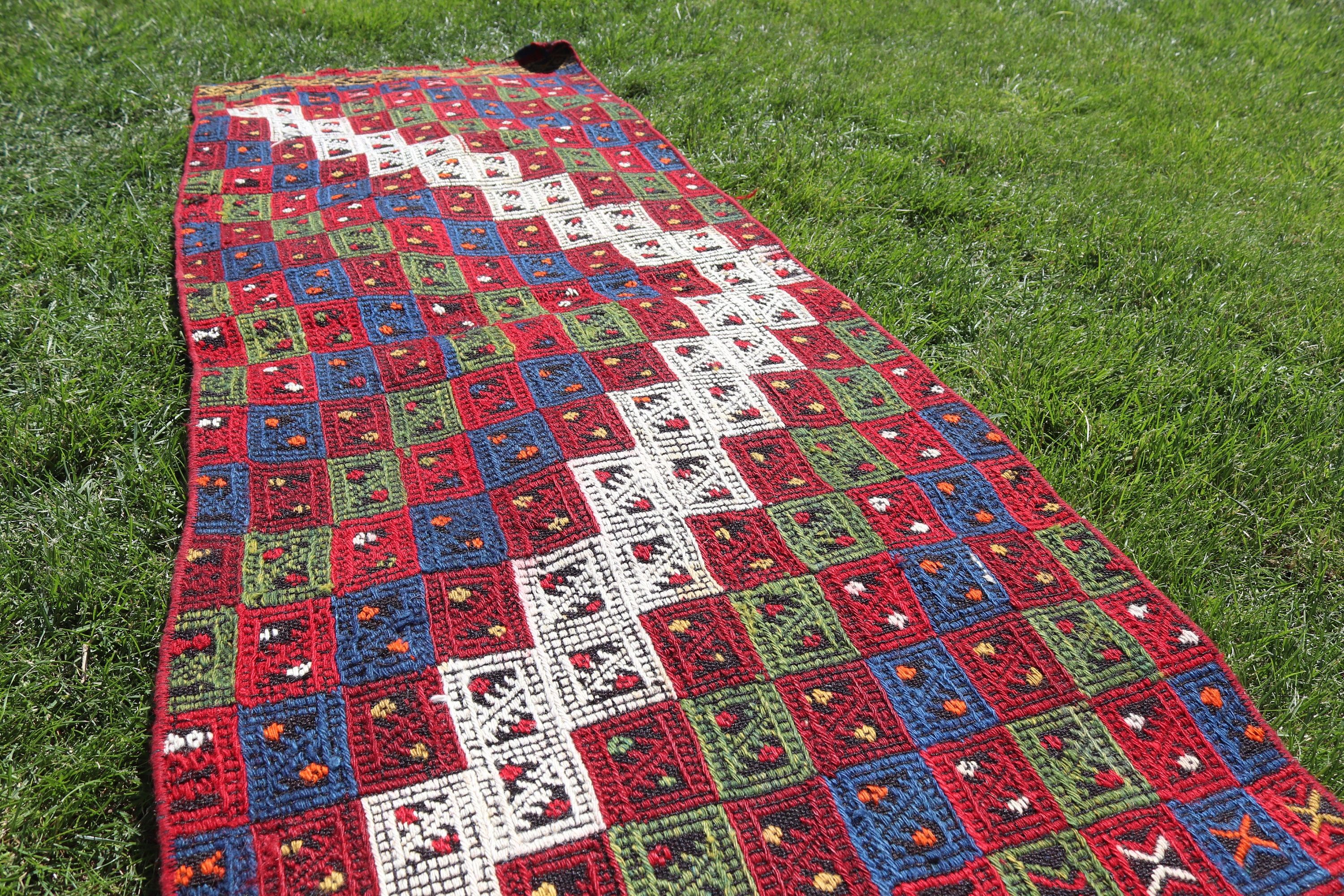 Vintage Rugs, Aztec Rug, Floor Rug, Corridor Rug, Kitchen Rug, Red Luxury Rugs, 2x5.7 ft Runner Rug, Turkish Rugs, Rugs for Kitchen, Kilim