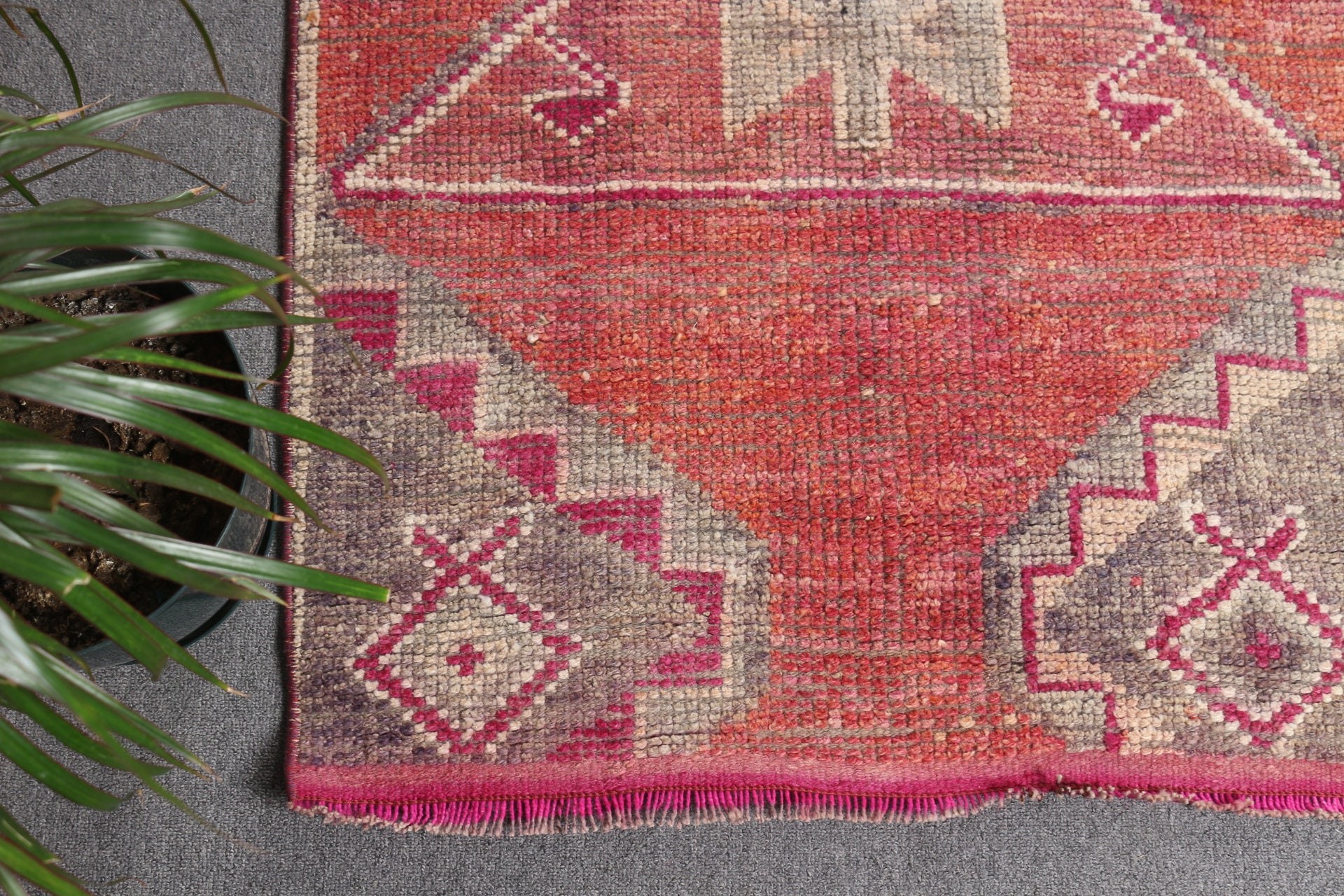 Vintage Rugs, 2.7x10.1 ft Runner Rug, Pink Oushak Rug, Organic Rug, Moroccan Rug, Turkish Rugs, Rugs for Hallway, Stair Rug, Oushak Rug