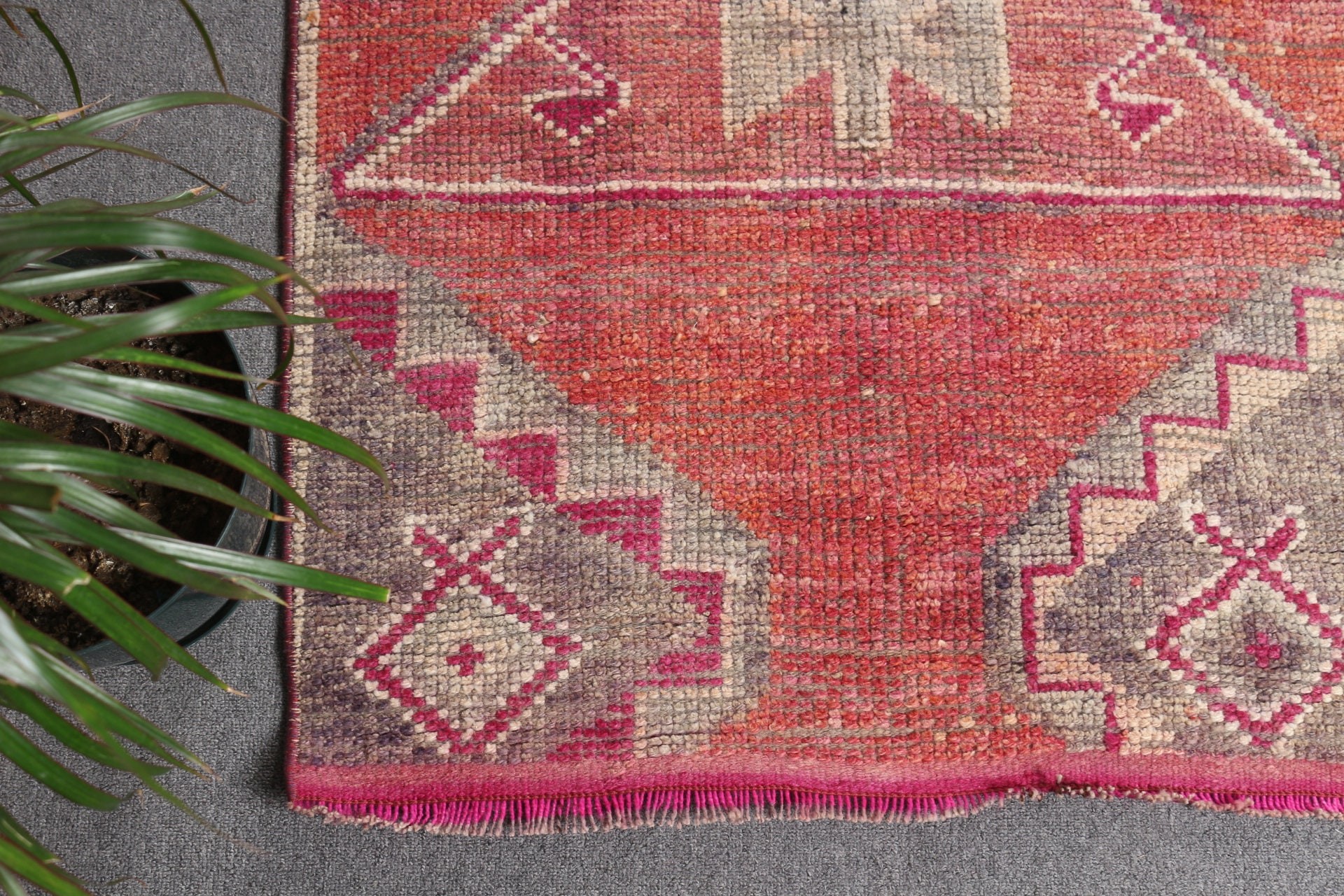 Vintage Halılar, 2,7x10,1 ft Yolluk Halısı, Pembe Oushak Halısı, Organik Halı, Fas Halısı, Türk Halıları, Koridor Halıları, Merdiven Halısı, Oushak Halısı