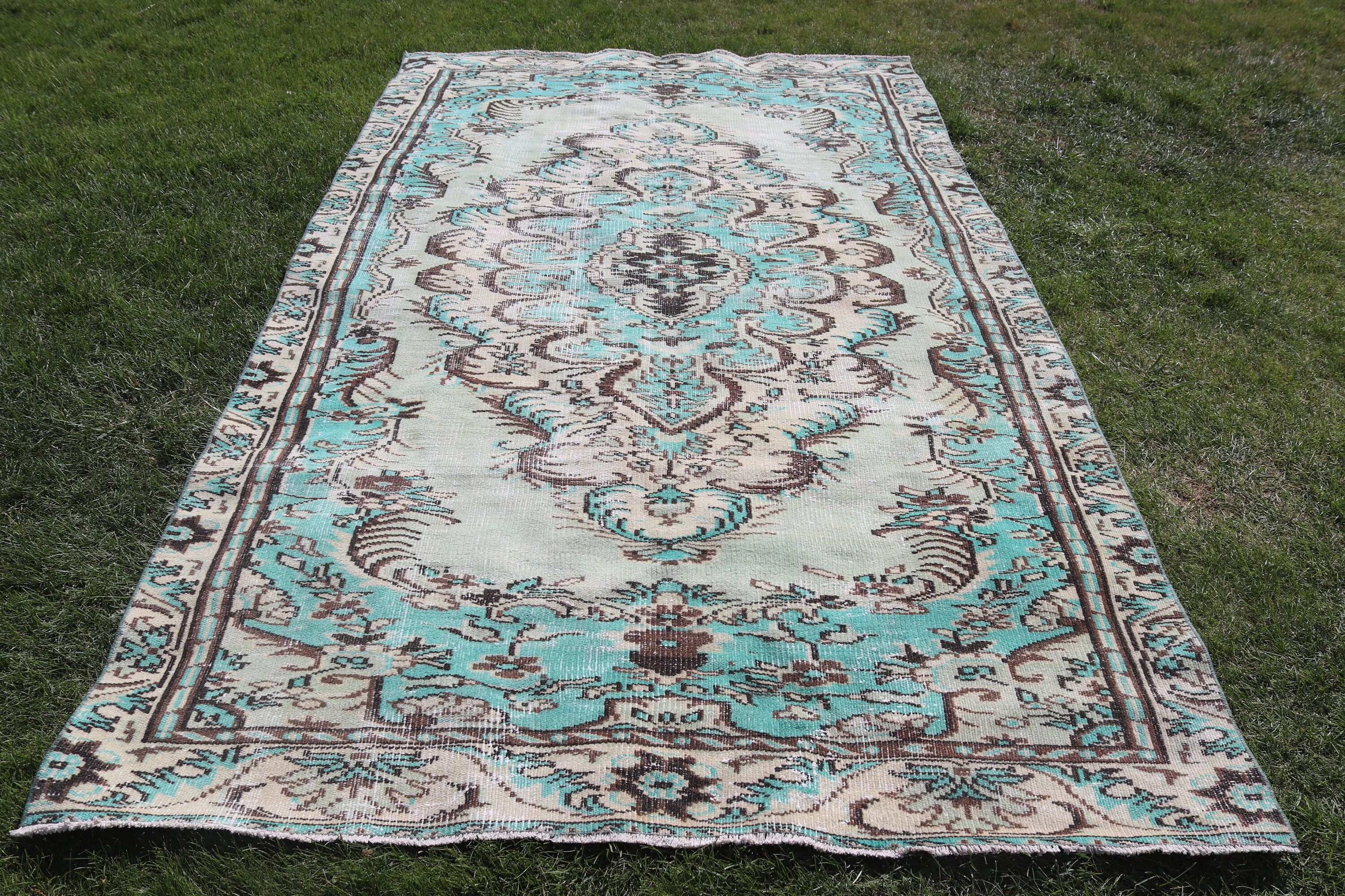 Büyük Vintage Halılar, Vintage Halılar, Yatak Odası Halıları, Türk Halısı, Kahverengi Oushak Halısı, Oturma Odası Halıları, Geometrik Halılar, 5,4x9,1 ft Büyük Halılar