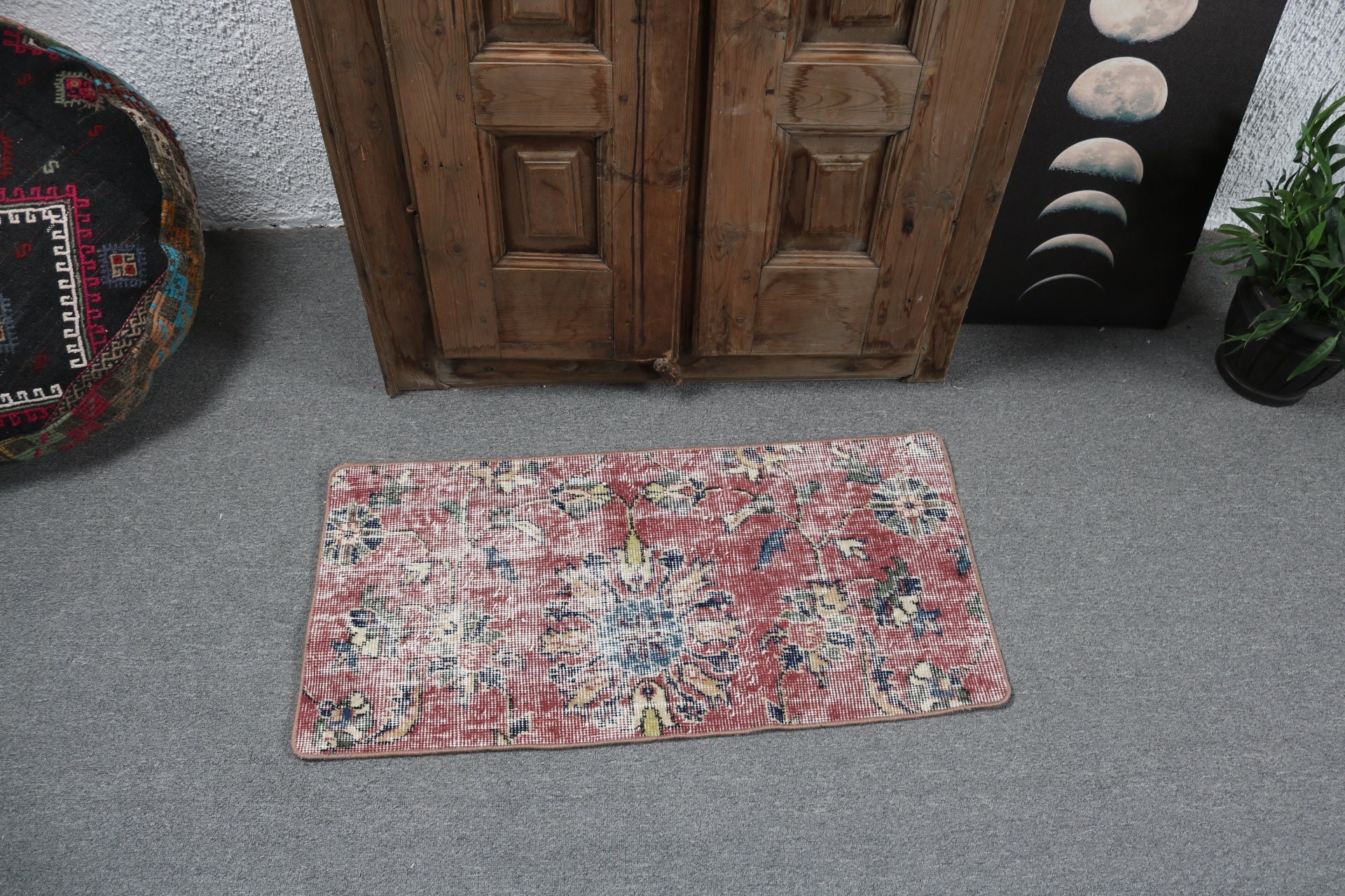 Küçük Boho Halı, Mor Ev Dekor Halıları, Vintage Halılar, 1.5x2.9 ft Küçük Halı, Türk Halısı, Ev Dekor Halıları, Yatak Odası Halıları, Giriş Halısı