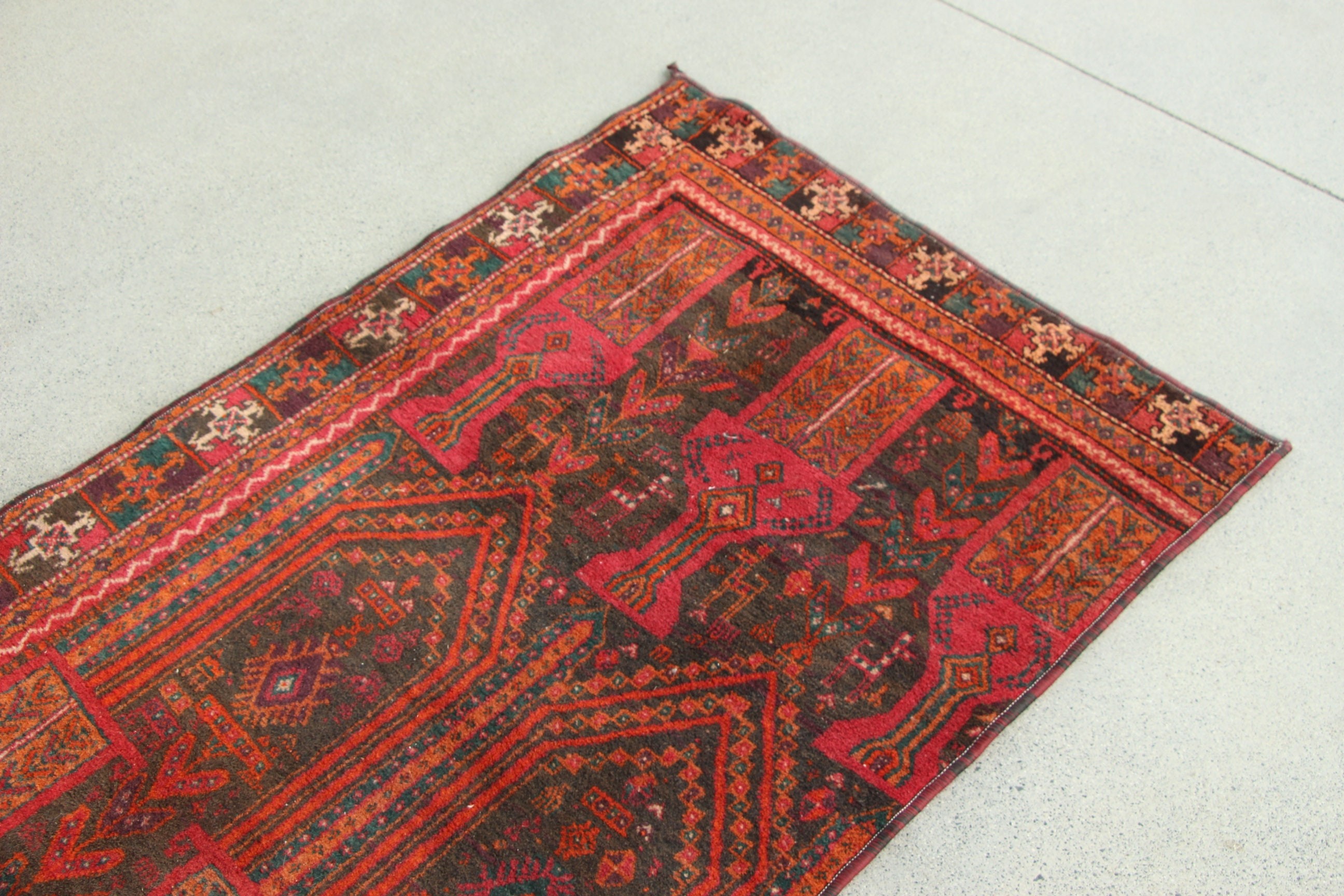 Kırmızı Boho Halılar, 2.8x7.9 ft Runner Halı, Geometrik Halılar, Mutfak Halıları, Ev Dekorasyonu Halısı, Vintage Halı, Beni Ourain Runner Halısı, Türk Halıları