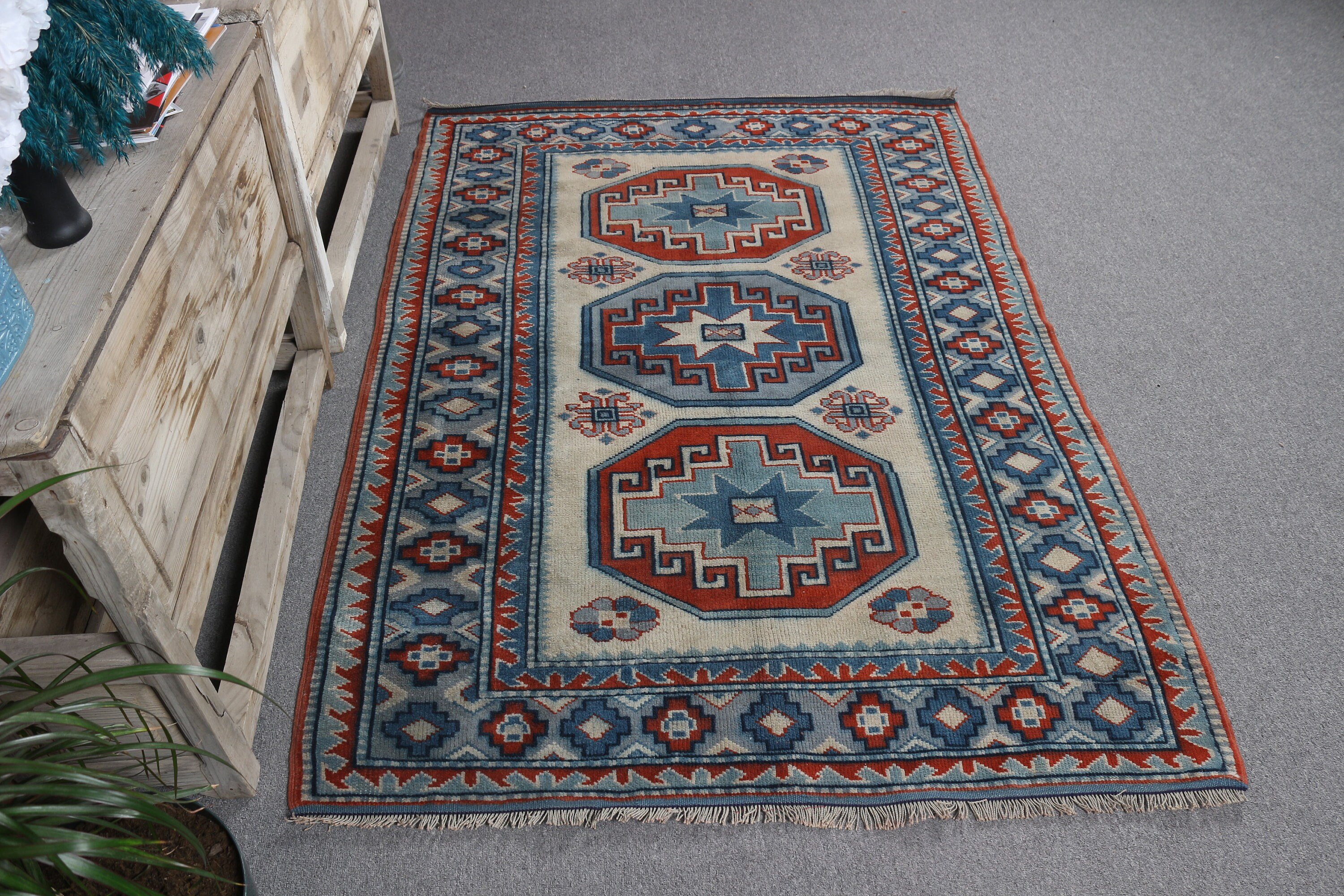 Oriental Rug, Moroccan Rug, Bedroom Rugs, Vintage Rug, Turkish Rug, 4x5.7 ft Accent Rug, Nursery Rug, Office Rugs, Beige Home Decor Rugs