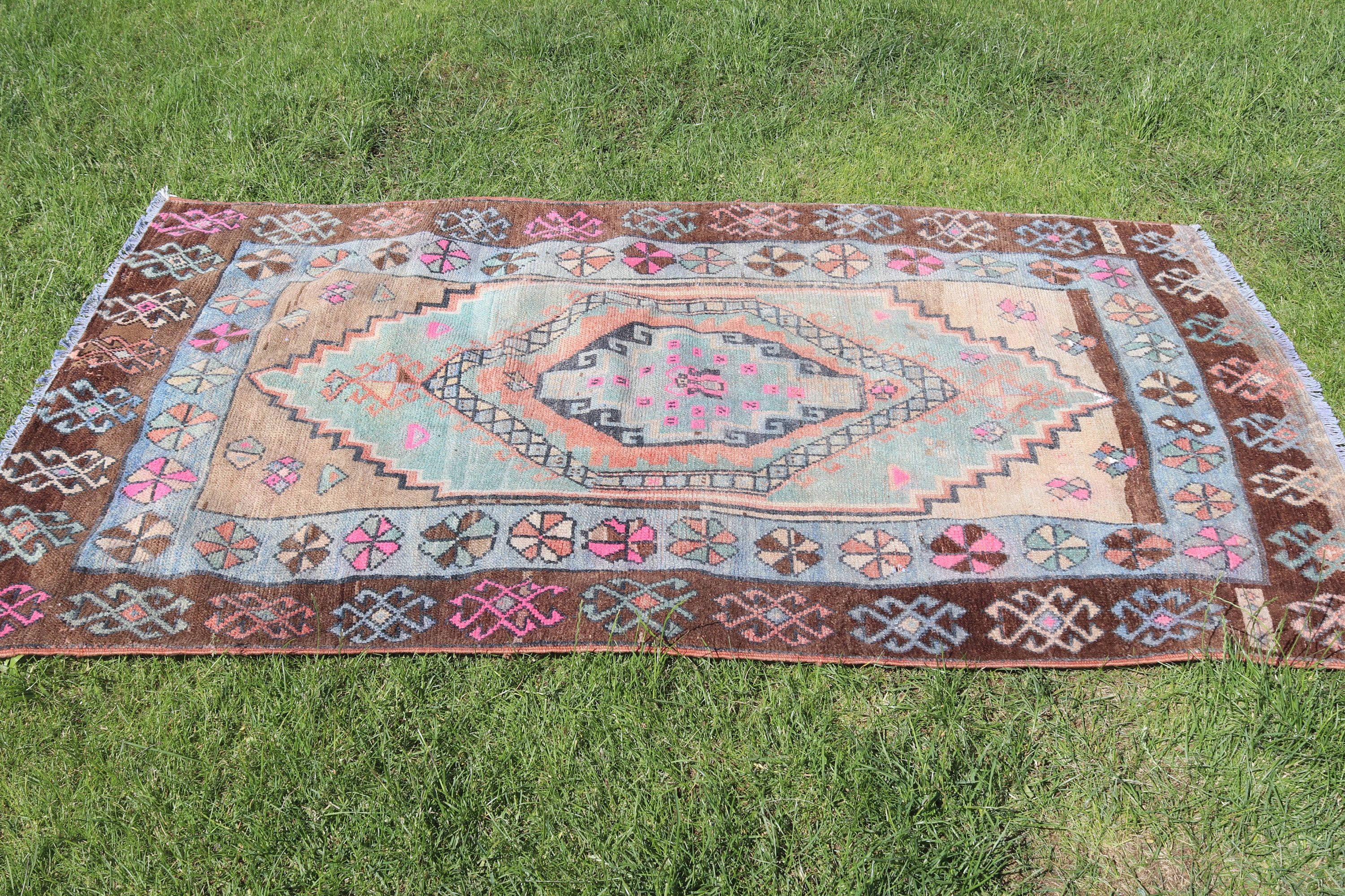 Lüks Halı, Türk Halıları, Kahverengi Fas Halısı, Boho Vurgulu Halılar, Vintage Vurgulu Halılar, 3,8x6,1 ft Aksanlı Halı, Modern Halı, Vintage Halılar