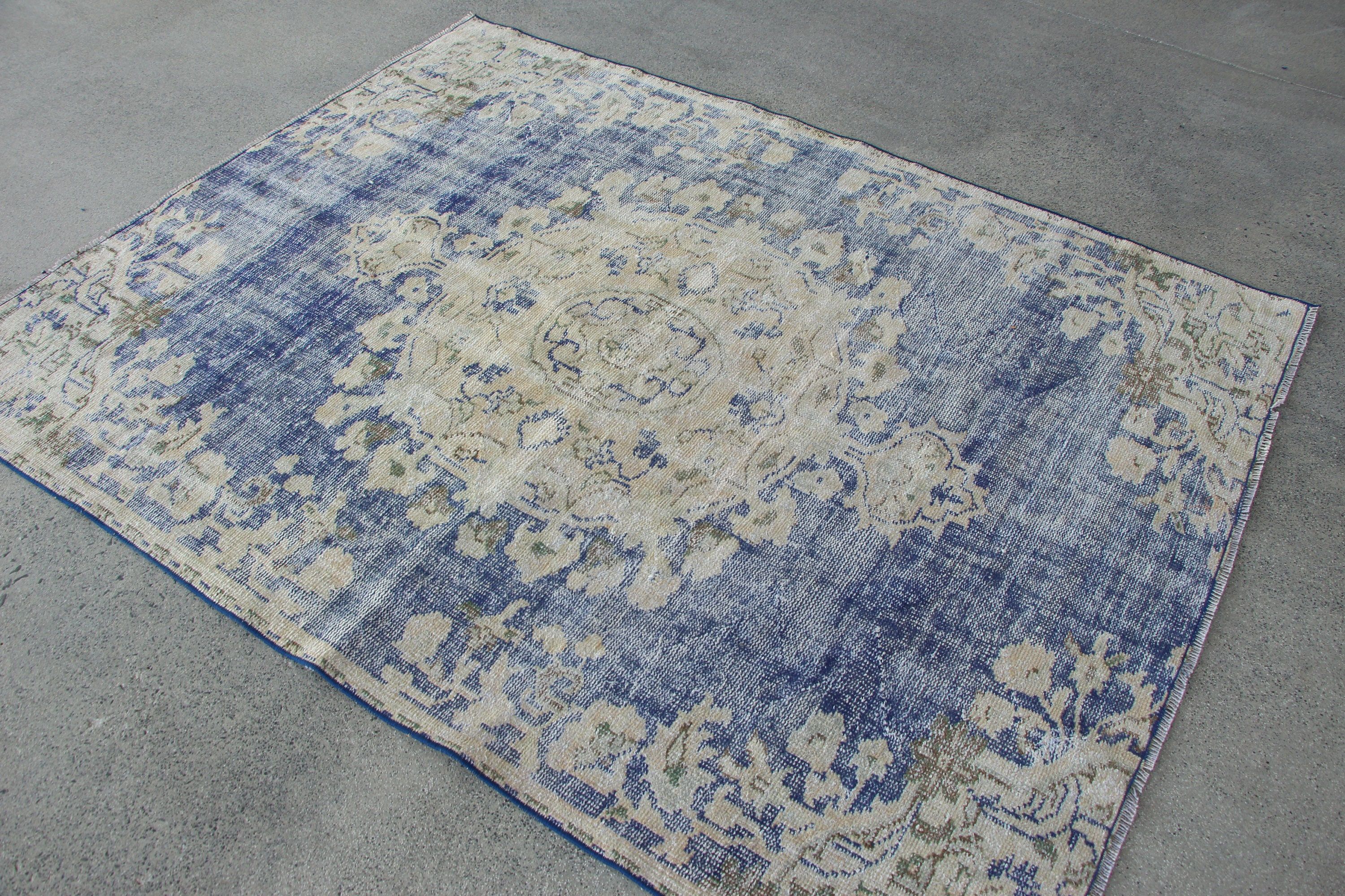 Dining Room Rug, Turkish Rug, 5x6.5 ft Area Rug, Vintage Rug, Blue Home Decor Rug, Oriental Rug, Organic Rug, Living Room Rug