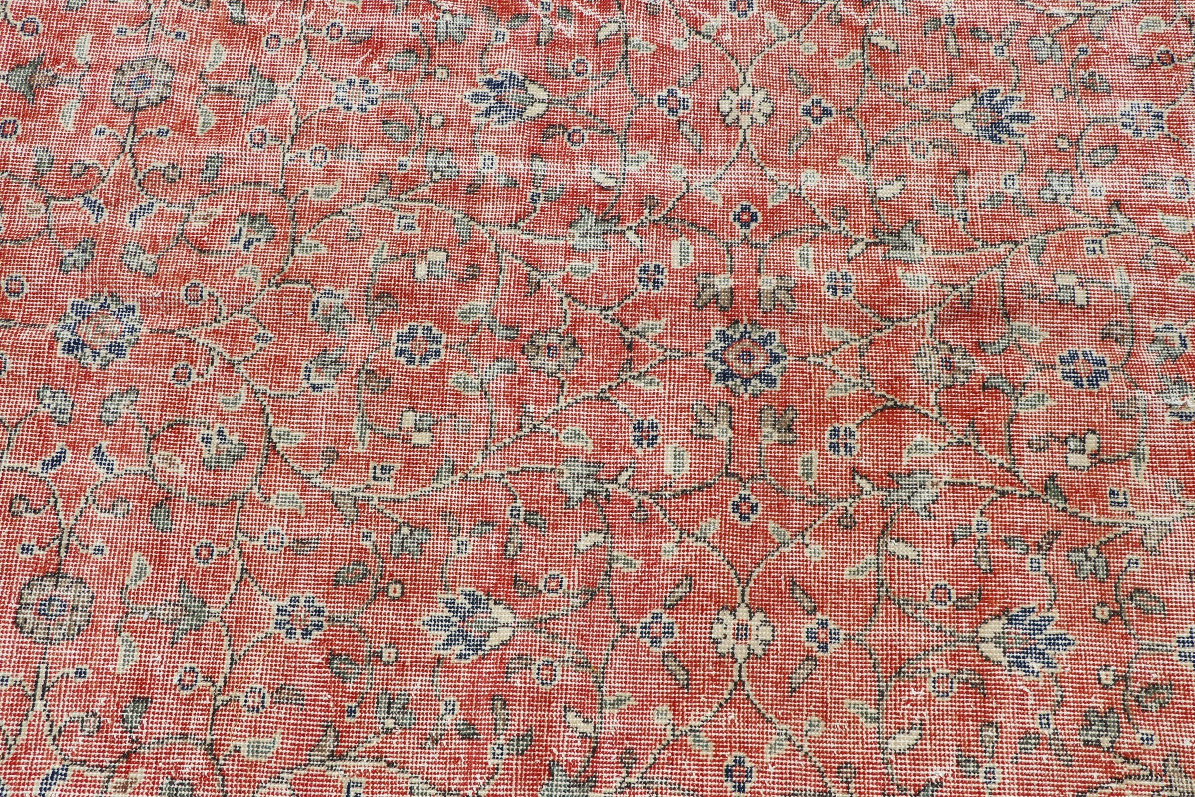 Fas Halısı, Vintage Halılar, Yatak Odası Halıları, Türk Halısı, Turuncu Yün Halı, Yatak Odası Halıları, Yemek Odası Halısı, 5.4x9.4 ft Büyük Halı, Yün Halılar