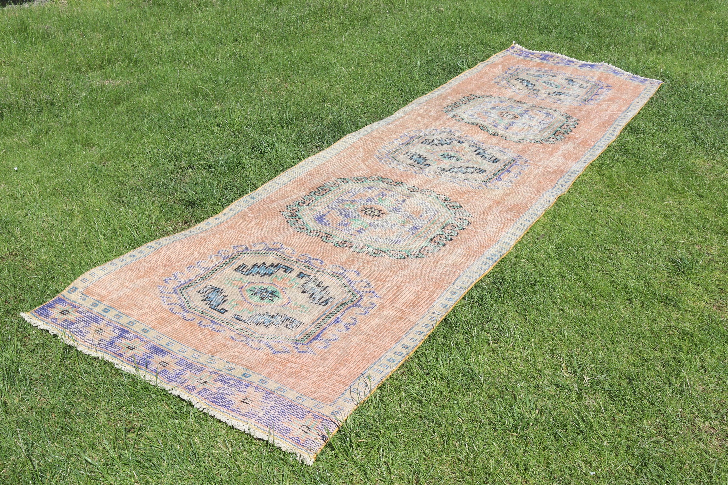 Vintage Rug, Aztec Rug, Oriental Rug, Beni Ourain Runner Rug, 3x11.7 ft Runner Rug, Turkish Rug, Kitchen Rug, Brown Wool Rug, Anatolian Rug