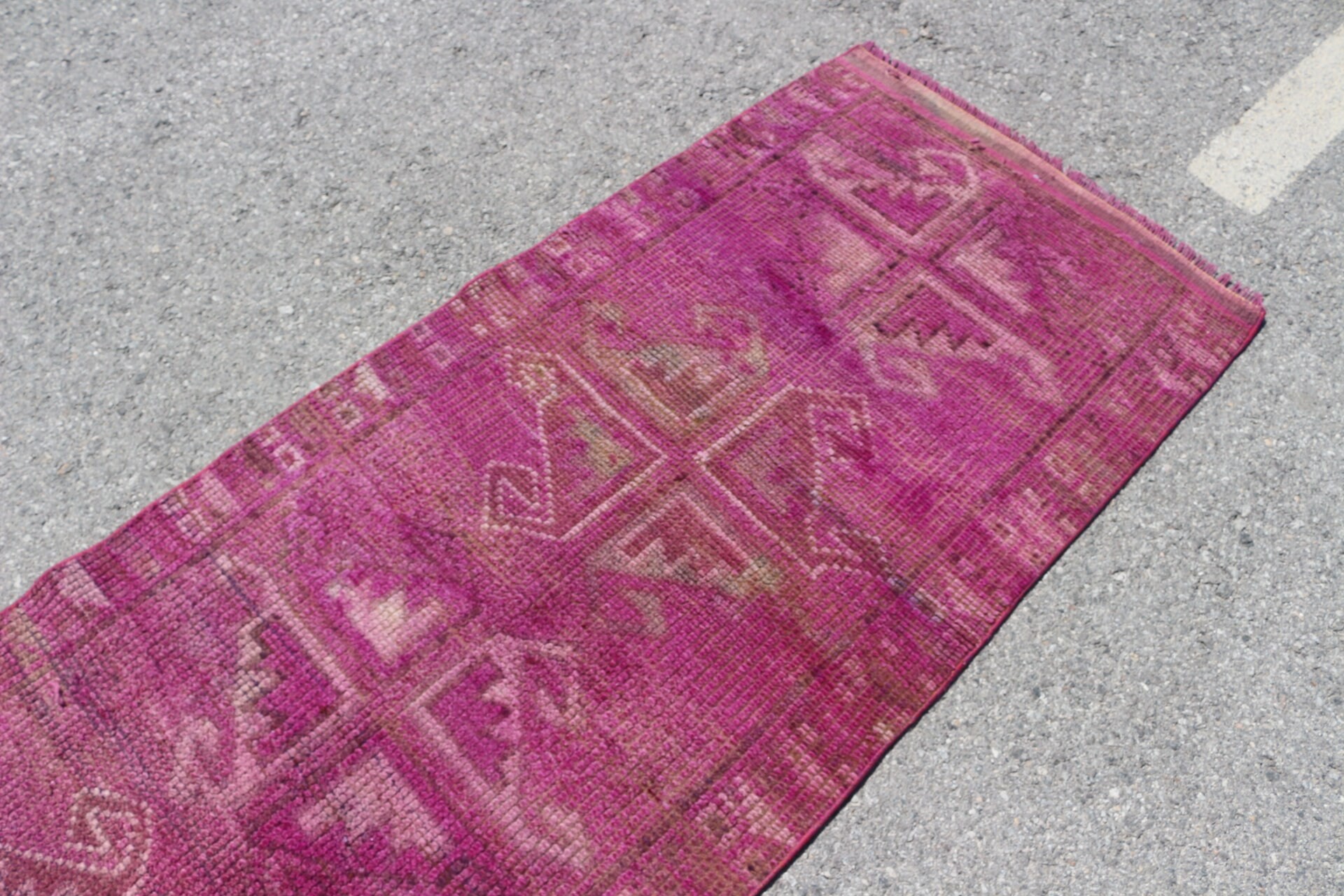 Vintage Halı, Anadolu Halısı, Koridor Halısı, Fas Halısı, 2.9x10.9 ft Runner Halısı, Türk Halısı, Pembe Oryantal Halısı, Koridor Halısı, Düz Dokuma Halıları