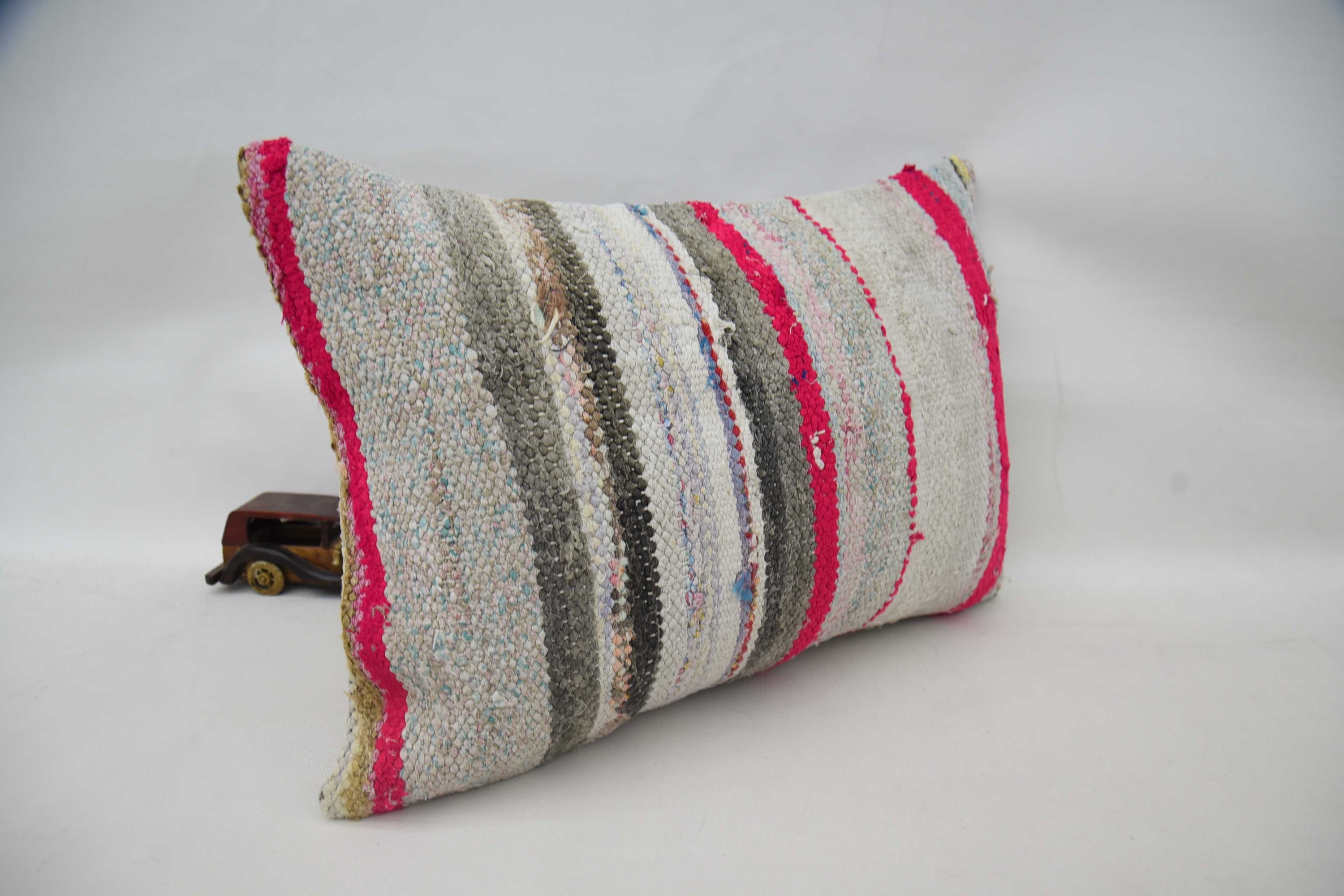 16"x24" Bronze Pillow Cover, Ethnical Kilim Rug Pillow, Crochet Pattern Pillow, Kilim Cushion Sham, Bed Pillow, Kilim Pillow Cover