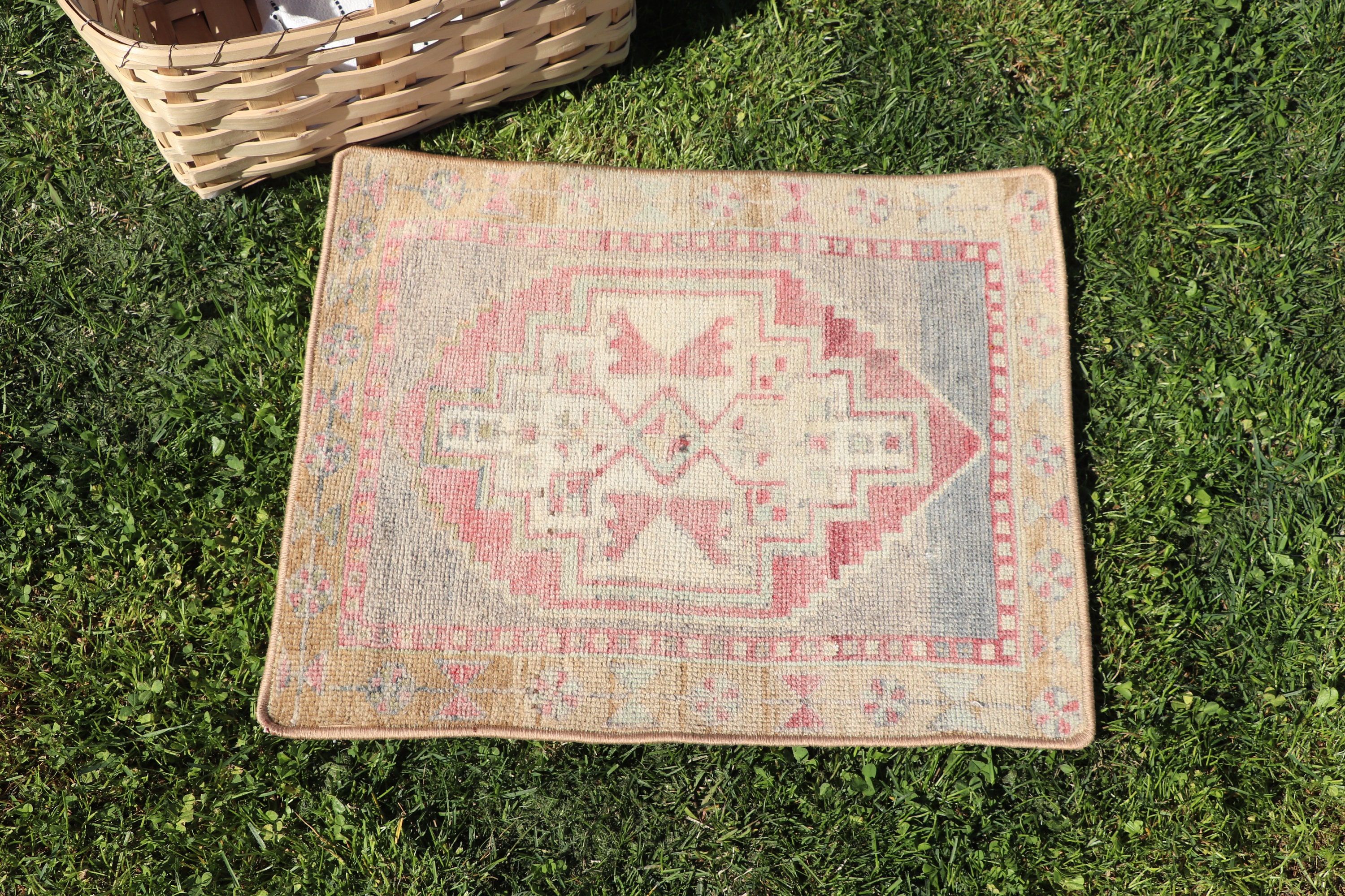 1.4x1.8 ft Küçük Halılar, Banyo Paspas Boho Halısı, Yatak Odası Halısı, Banyo Halıları, Türk Halısı, Oushak Halıları, Mor Fas Halıları, Vintage Halılar, Modern Halı