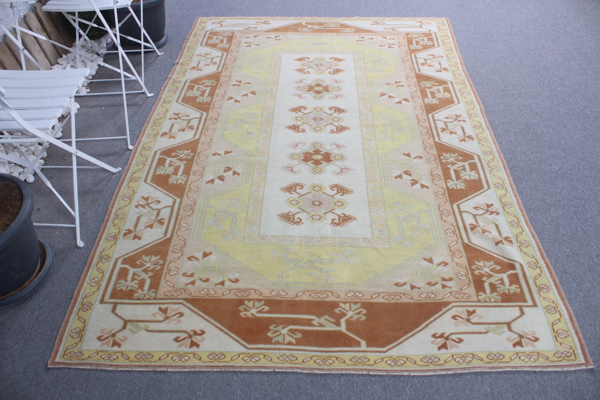 Vintage Rug, Authentic Rug, 5.2x7.8 ft Large Rug, Antique Rug, Bedroom Rugs, Oushak Rug, Dining Room Rug, Beige Anatolian Rug, Turkish Rug