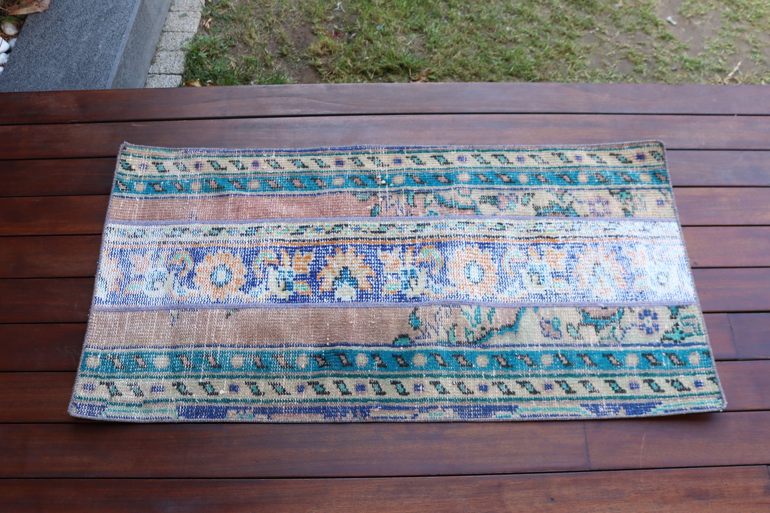 Yün Halı, Vintage Halılar, 1.9x3.7 ft Küçük Halılar, Yer Halısı, Yeşil Fas Halısı, Mutfak Halısı, Türk Halıları, Duvara Asılı Halı, Düz Dokuma Halılar