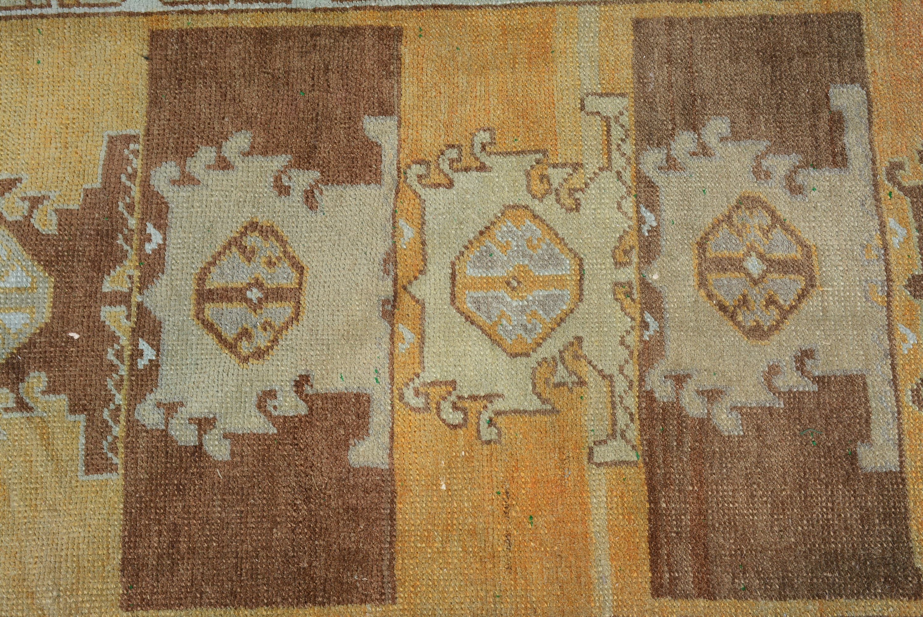 Sarı Antika Halı, Vintage Halılar, 1.8x3.3 ft Küçük Halı, Türk Halısı, Oushak Halıları, Banyo Halısı, Kapı Paspası Halısı, Araba Paspas Halıları, Yün Halı