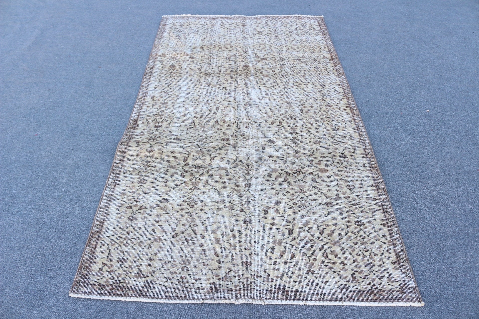 Cute Rug, Floor Rug, Rugs for Living Room, Bedroom Rug, Beige Anatolian Rug, 4x7.3 ft Area Rug, Vintage Rugs, Kitchen Rugs, Turkish Rug