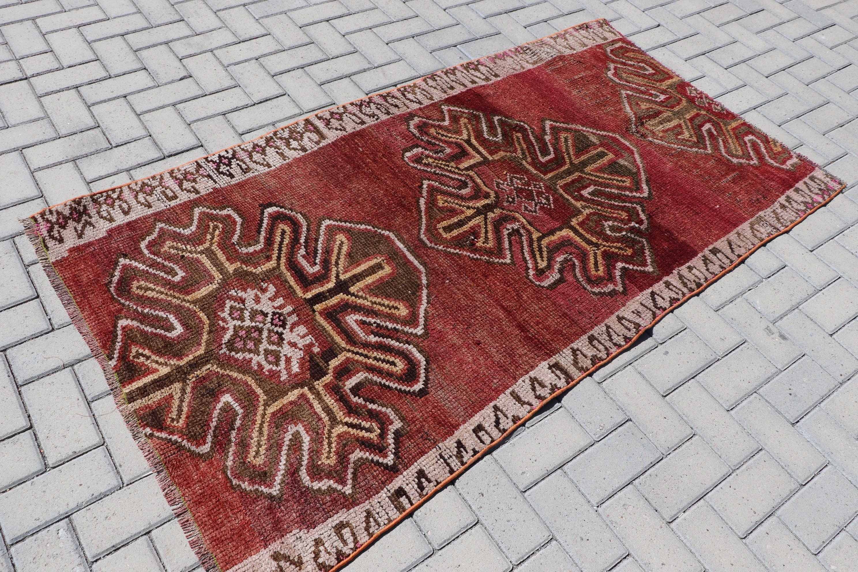 Brown Bedroom Rug, Turkish Rug, Oriental Rug, Vintage Rugs, Kitchen Rug, Wool Rug, Rugs for Entry, Entry Rug, 3.4x6.4 ft Accent Rug