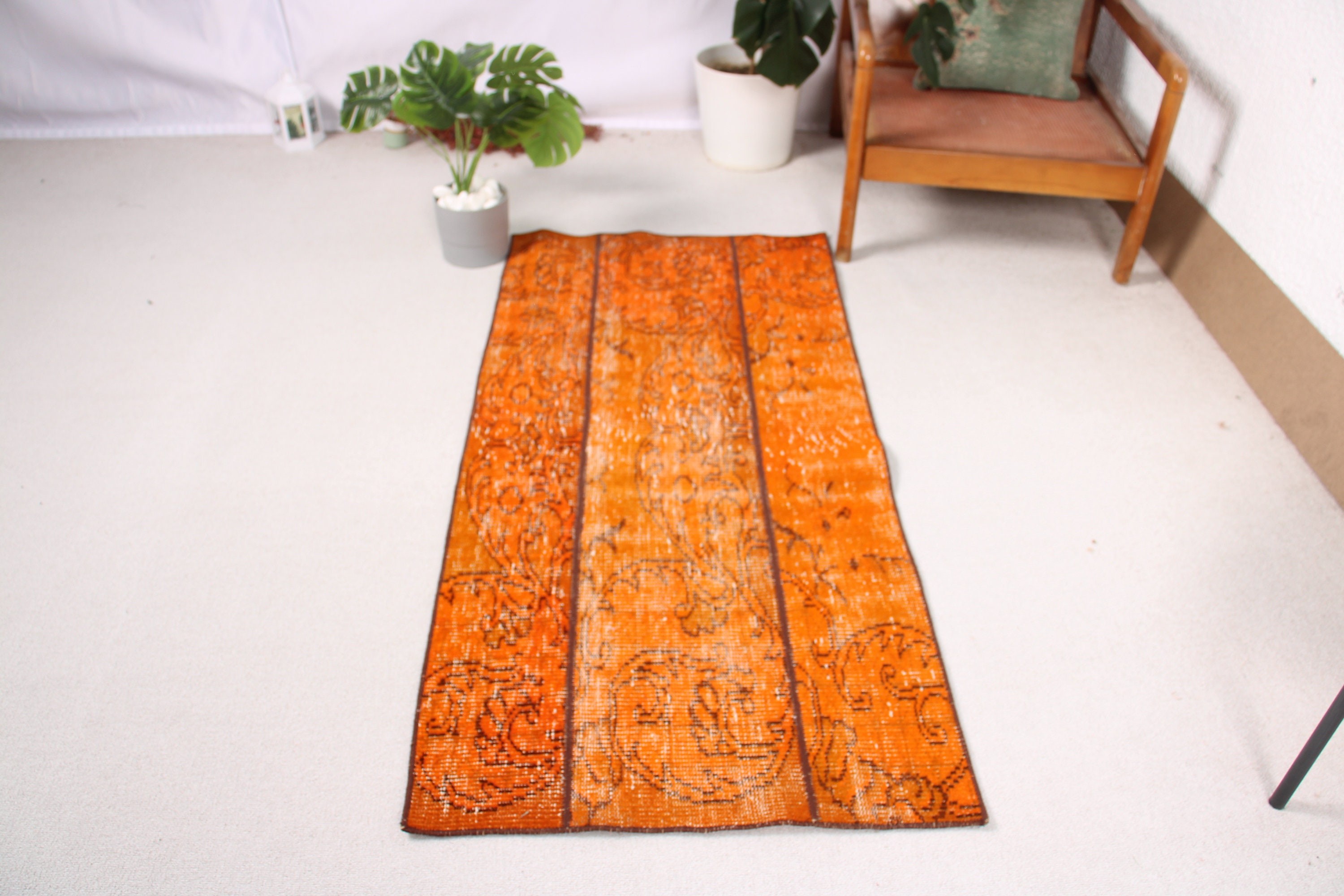 Neutral Rug, 2.4x5.1 ft Small Rug, Rugs for Nursery, Door Mat Rug, Turkish Rugs, Bedroom Rug, Cool Rugs, Vintage Rugs, Orange Modern Rug