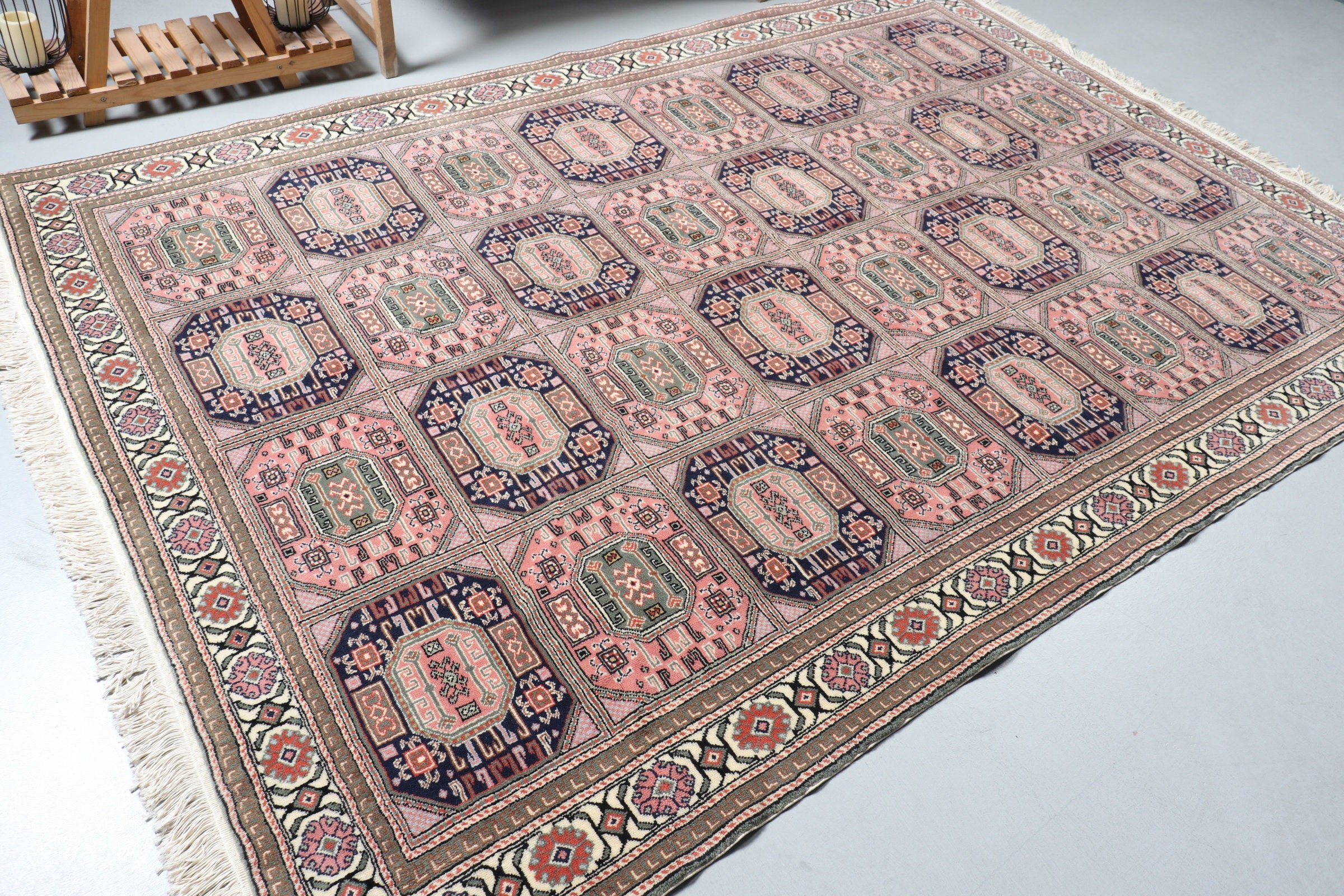 Living Room Rug, Green Wool Rug, Bohemian Rug, Vintage Rug, 6.6x9.2 ft Large Rugs, Turkish Rugs, Kitchen Rugs, Oriental Rug, Bedroom Rug