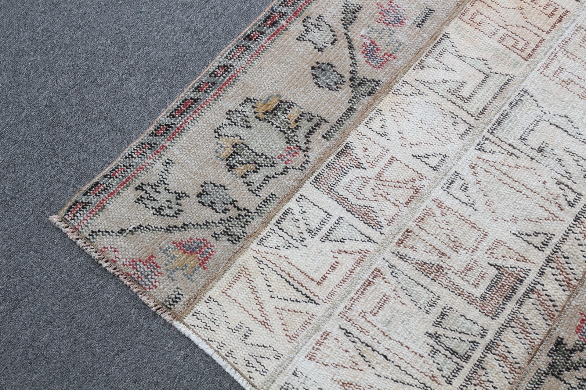 Türk Halısı, Koridor Halısı, Merdiven Halıları, Bej Oushak Halısı, Mutfak Halısı, Ev Dekorasyonu Halıları, Sevimli Halı, Vintage Halı, 2,7x8,2 ft Yolluk Halıları