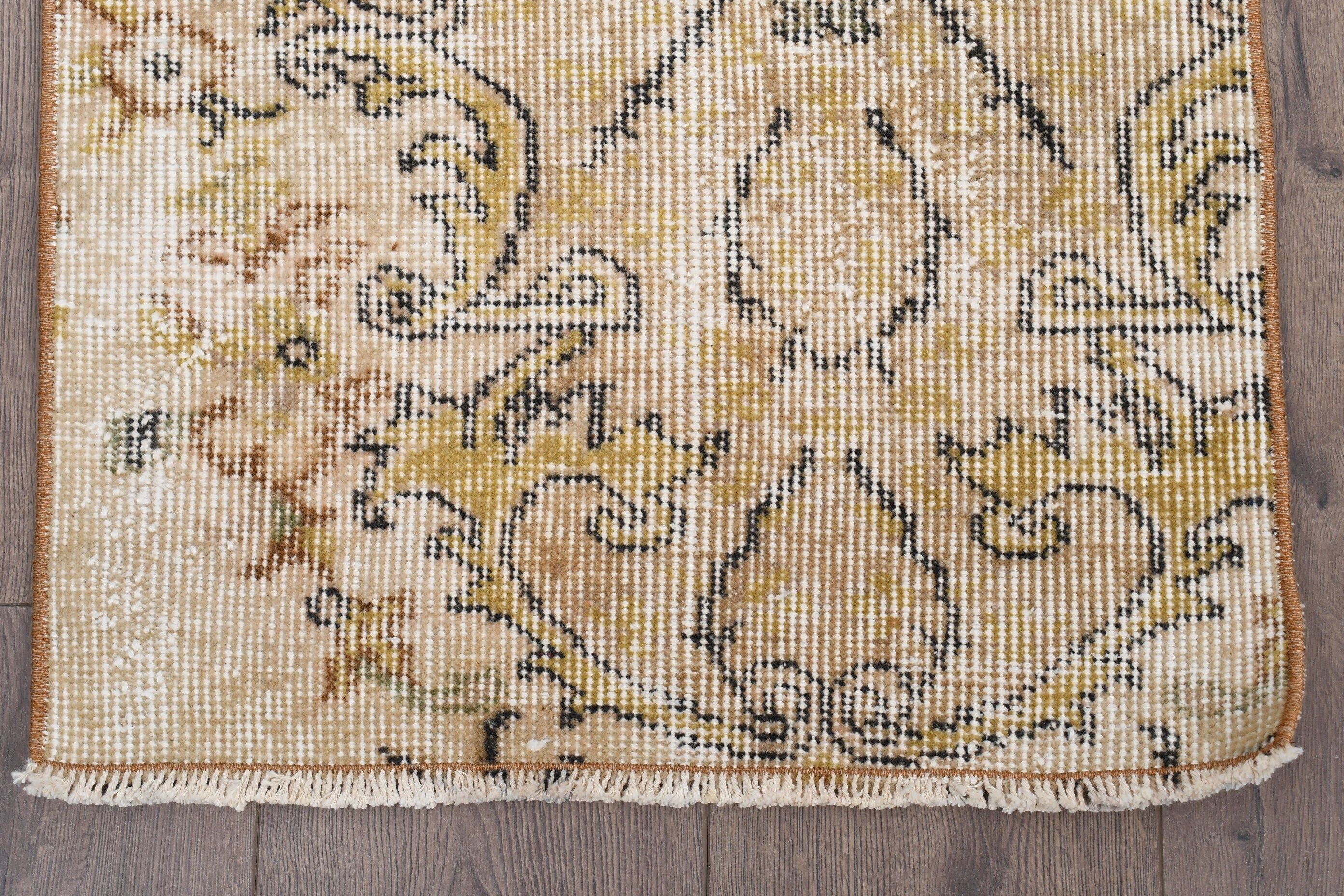 Floor Rug, Rugs for Door Mat, Bath Rug, Vintage Rug, Yellow Floor Rugs, 1.8x2.9 ft Small Rug, Car Mat Rugs, Turkish Rug, Oriental Rug