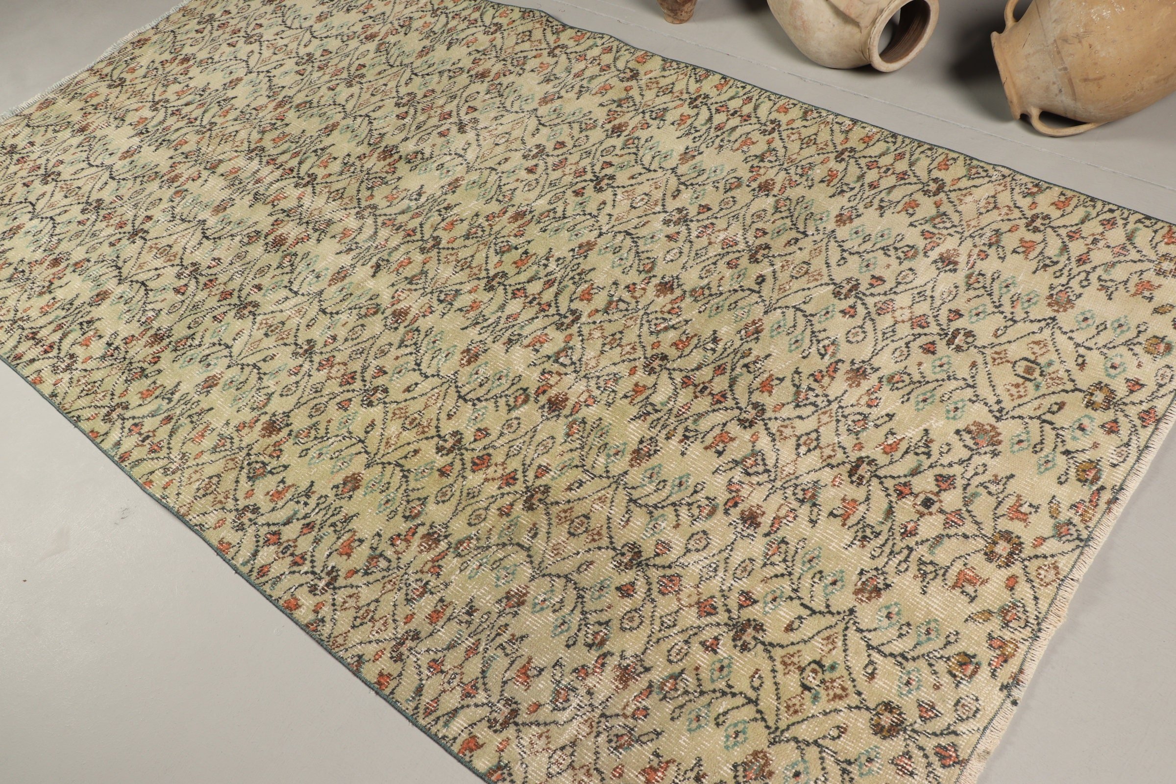 Floor Rugs, Vintage Rug, Kitchen Rugs, Rugs for Living Room, 4.7x8.5 ft Area Rug, Turkish Rug, Wool Rug, Living Room Rug, Beige Floor Rug