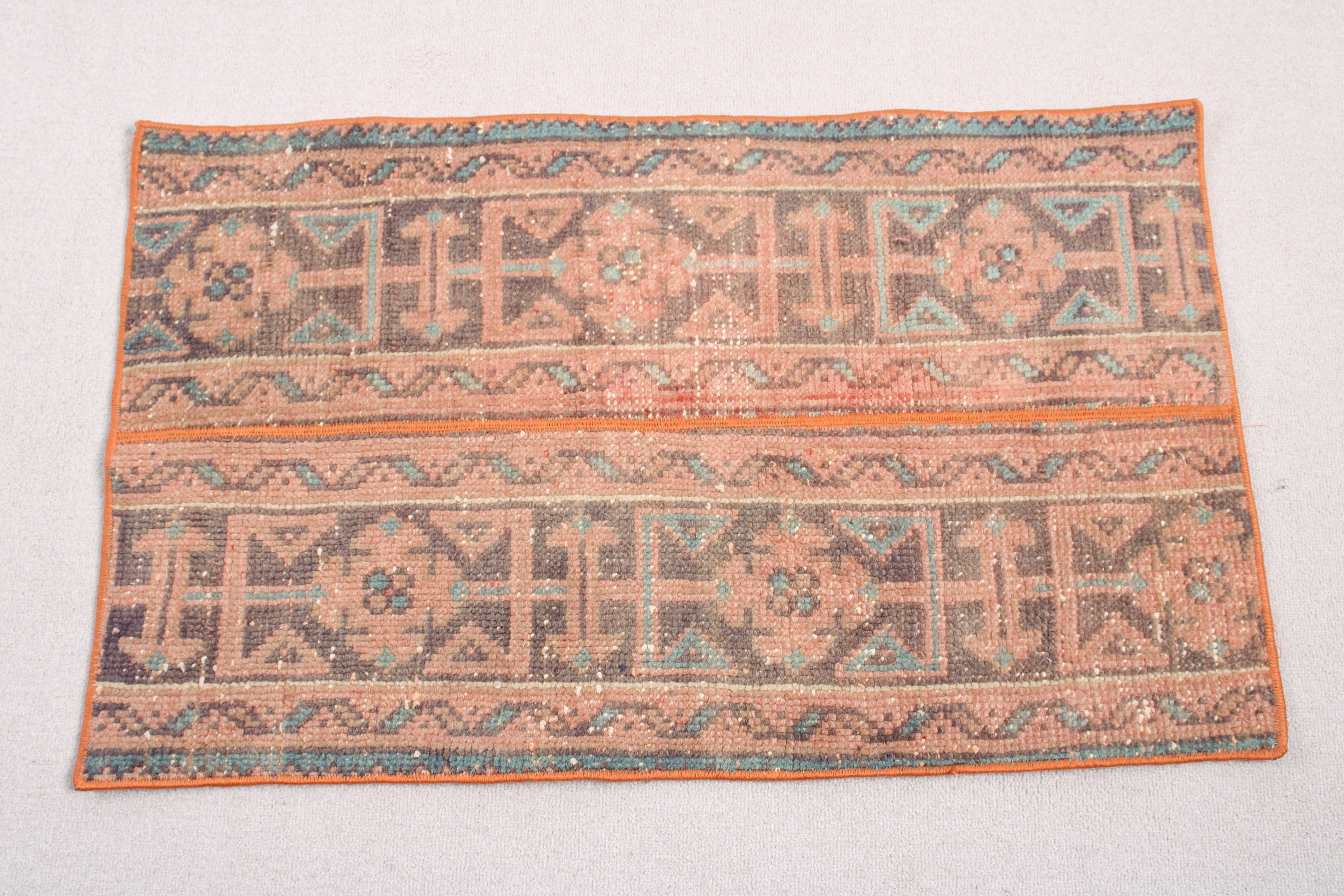 Oushak Halı, Banyo Halısı, Küçük Boho Halısı, 1,9x3,1 ft Küçük Halılar, Vintage Halı, Anadolu Halıları, Organik Halı, Türk Halısı, Turuncu Soğuk Halı