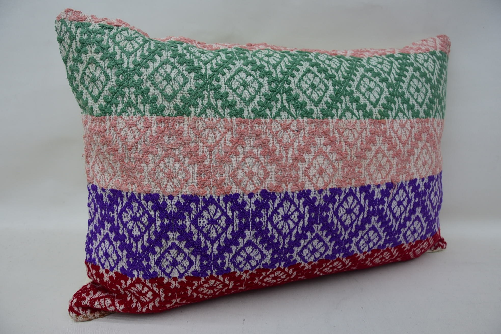 Aztec Pillow Case, Antique Pillows, 16"x24" Green Pillow, Handwoven Cushion Case, Ethnical Kilim Rug Pillow, Turkish Pillow