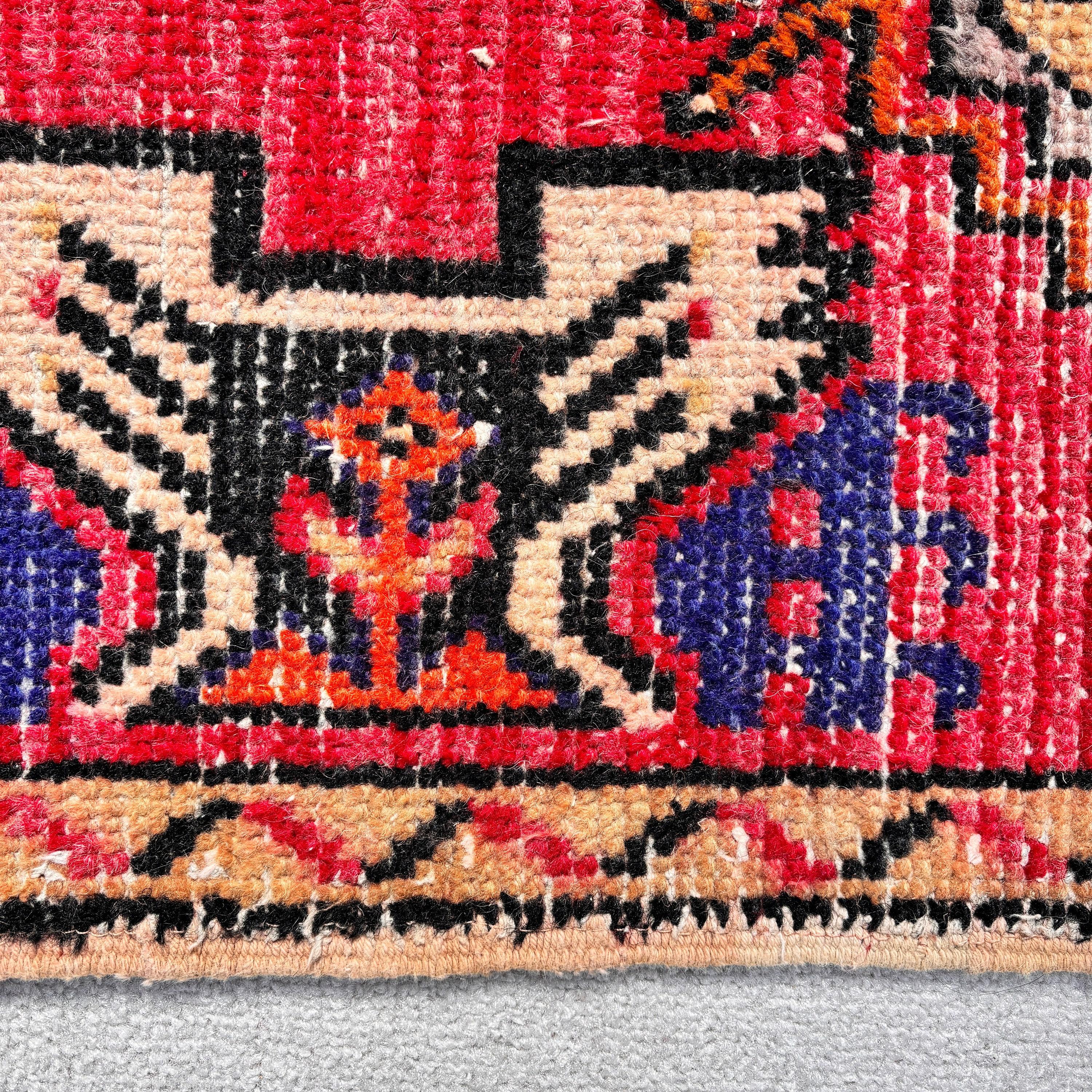 Small Vintage Rug, Exotic Rug, 1.6x3.2 ft Small Rug, Neutral Rugs, Anatolian Rugs, Small Boho Rugs, Turkish Rug, Vintage Rug, Red Wool Rugs