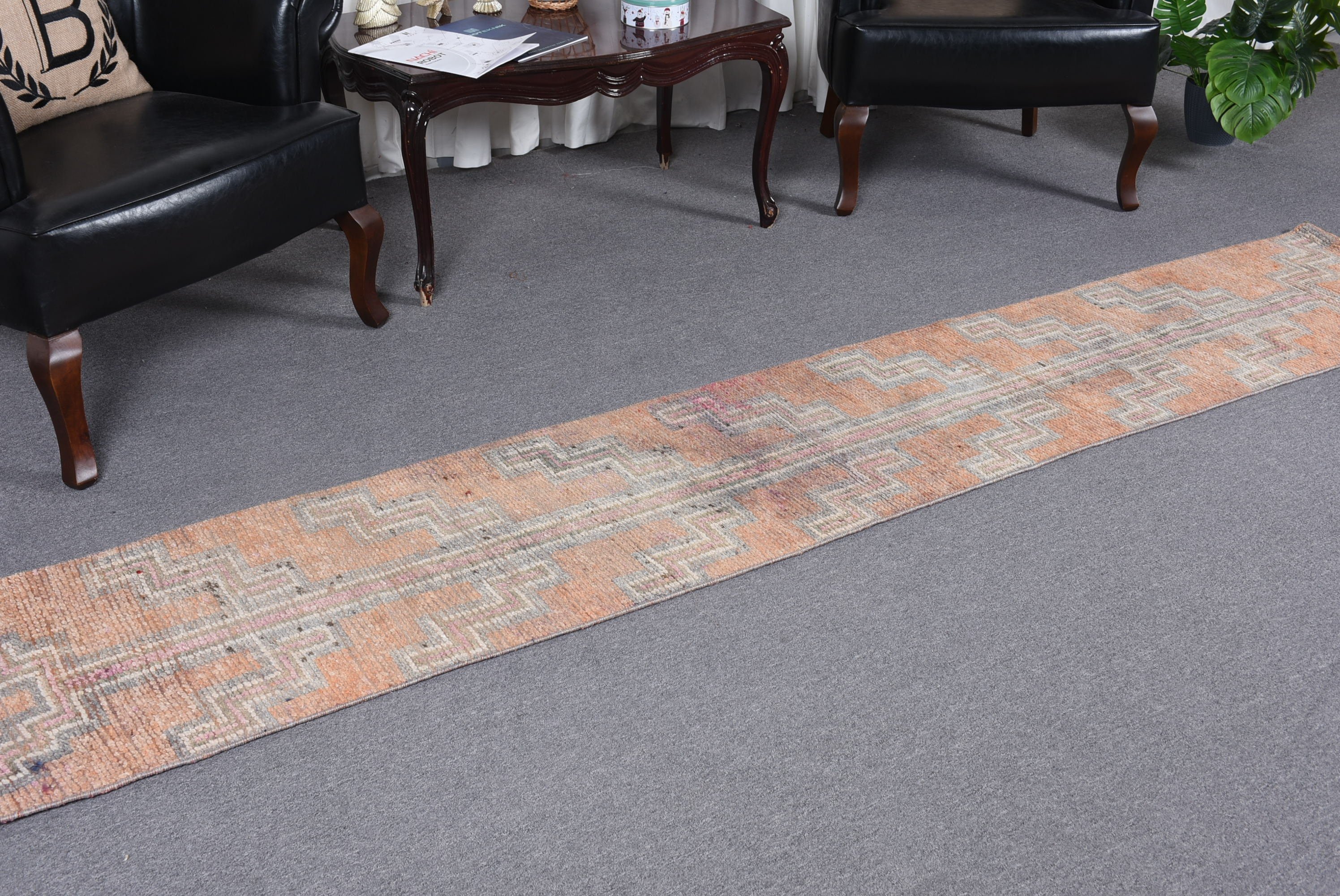 Orange Anatolian Rug, Rugs for Corridor, Vintage Rugs, Anatolian Rug, Corridor Rug, 1.7x9.5 ft Runner Rug, Turkish Rug, Kitchen Rugs