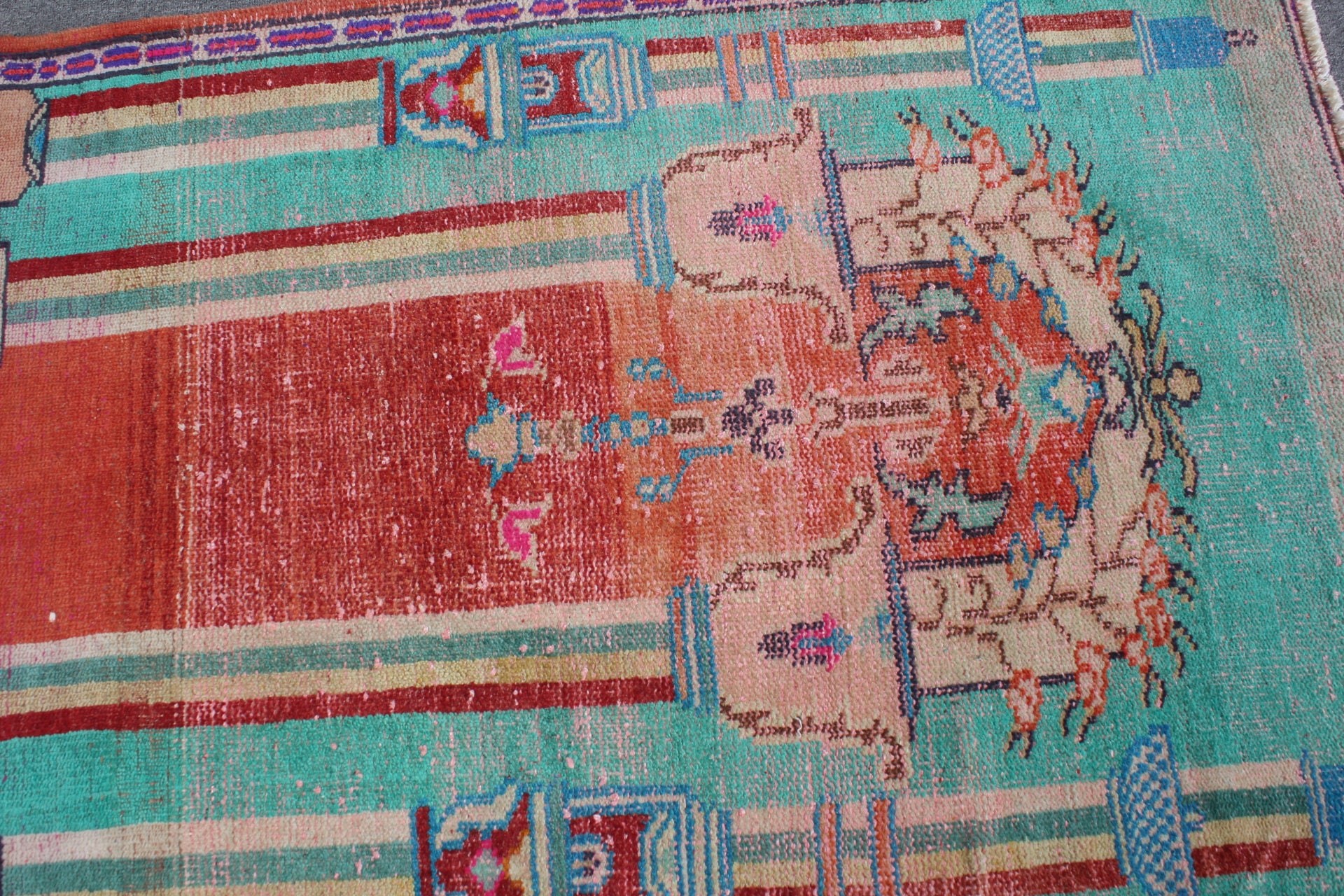 Distressed Rugs, Turkish Rugs, Red Oriental Rug, Vintage Rug, Moroccan Rug, 3.1x4.1 ft Small Rug, Bath Rugs, Wall Hanging Rug