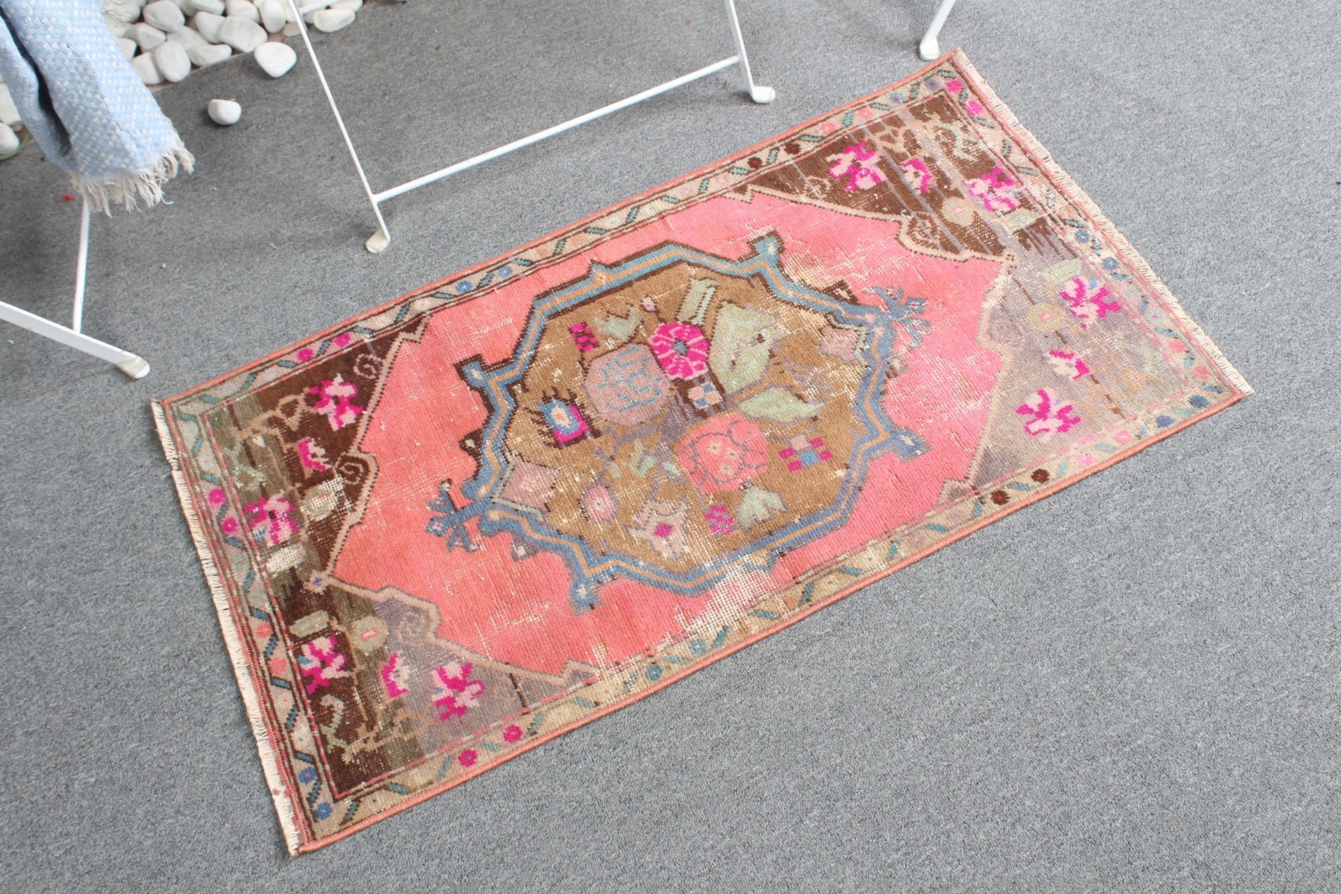 Vintage Rug, Pink Floor Rug, Bedroom Rug, Turkish Rug, Custom Rug, Bathroom Rug, 1.7x3.1 ft Small Rug, Wall Hanging Rug