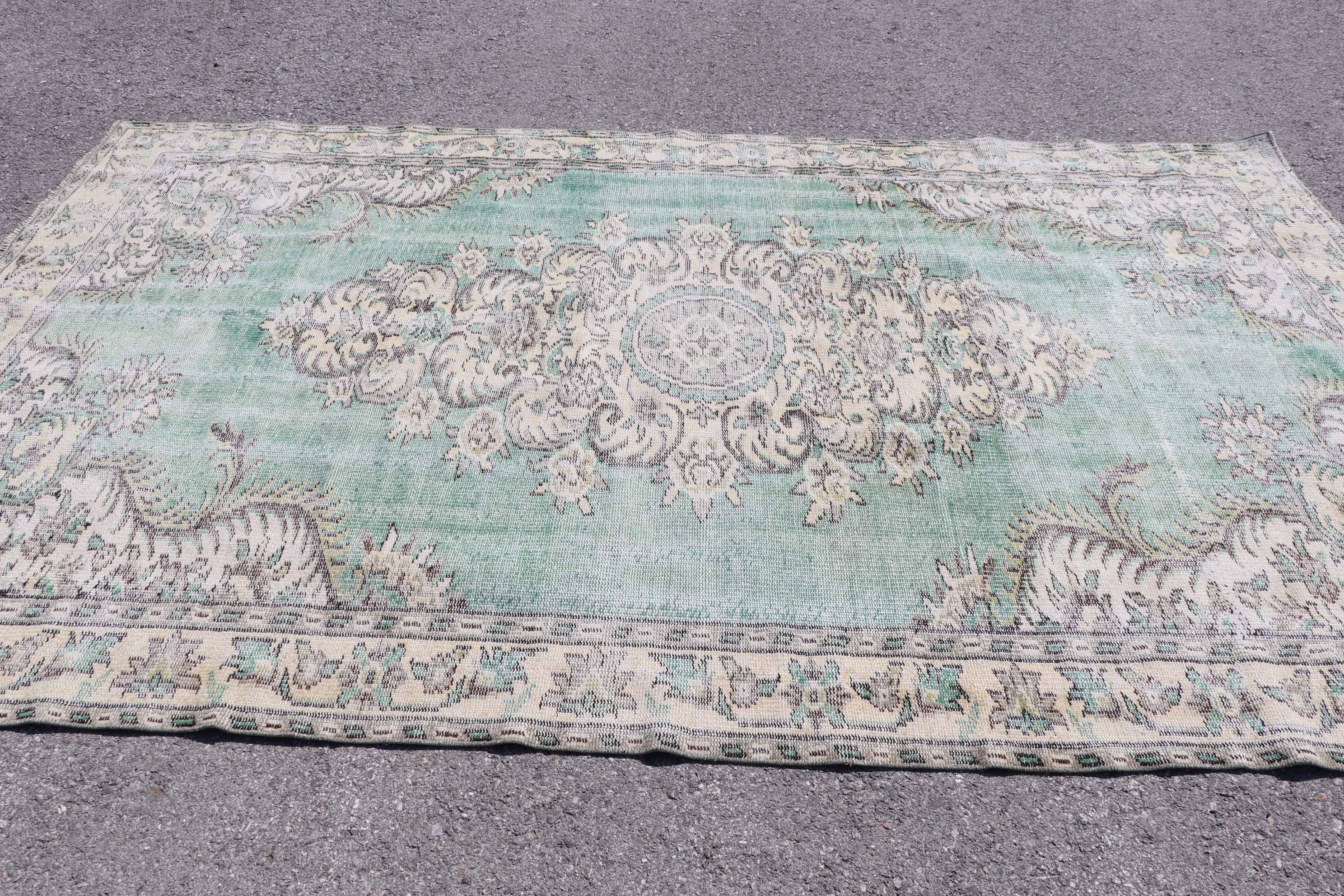 Yatak Odası Halıları, Oturma Odası Halısı, 6x10 ft Büyük Halılar, Vintage Halılar, Yer Halısı, Türk Halısı, Ev Dekor Halısı, Yeşil Yün Halı, Salon Halısı